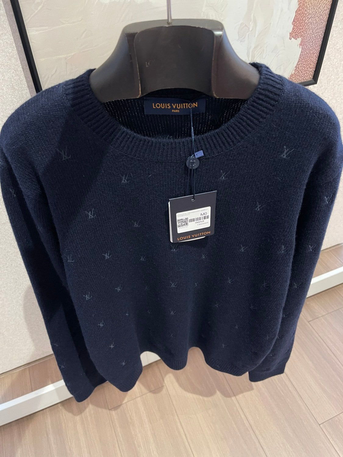 Men's Spring and Autumn Solid Color Embroidery Logo Printed Crew Neck Knit Wool Sweater #73953