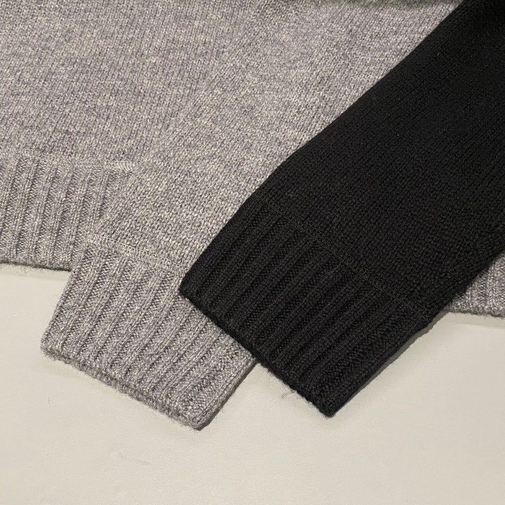 Men's Spring And Fall Solid Color Round Neck Printed Logo Cashmere Knit Sweater Pullover #74724