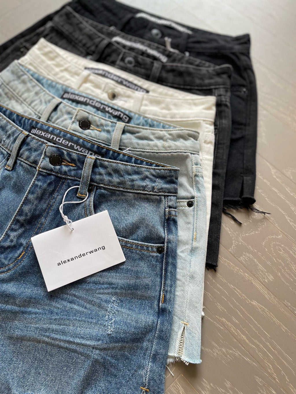 Women's Summer Washed Solid Colour Worn Raw Edge Denim Shorts #76852