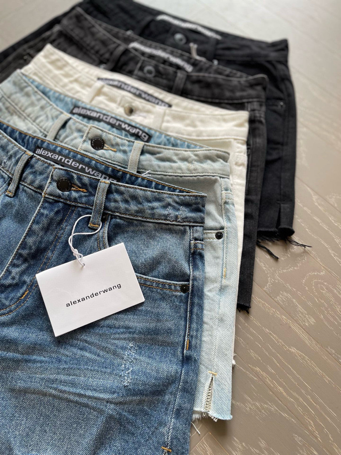 Women's Summer Washed Solid Colour Worn Raw Edge Denim Shorts #76852