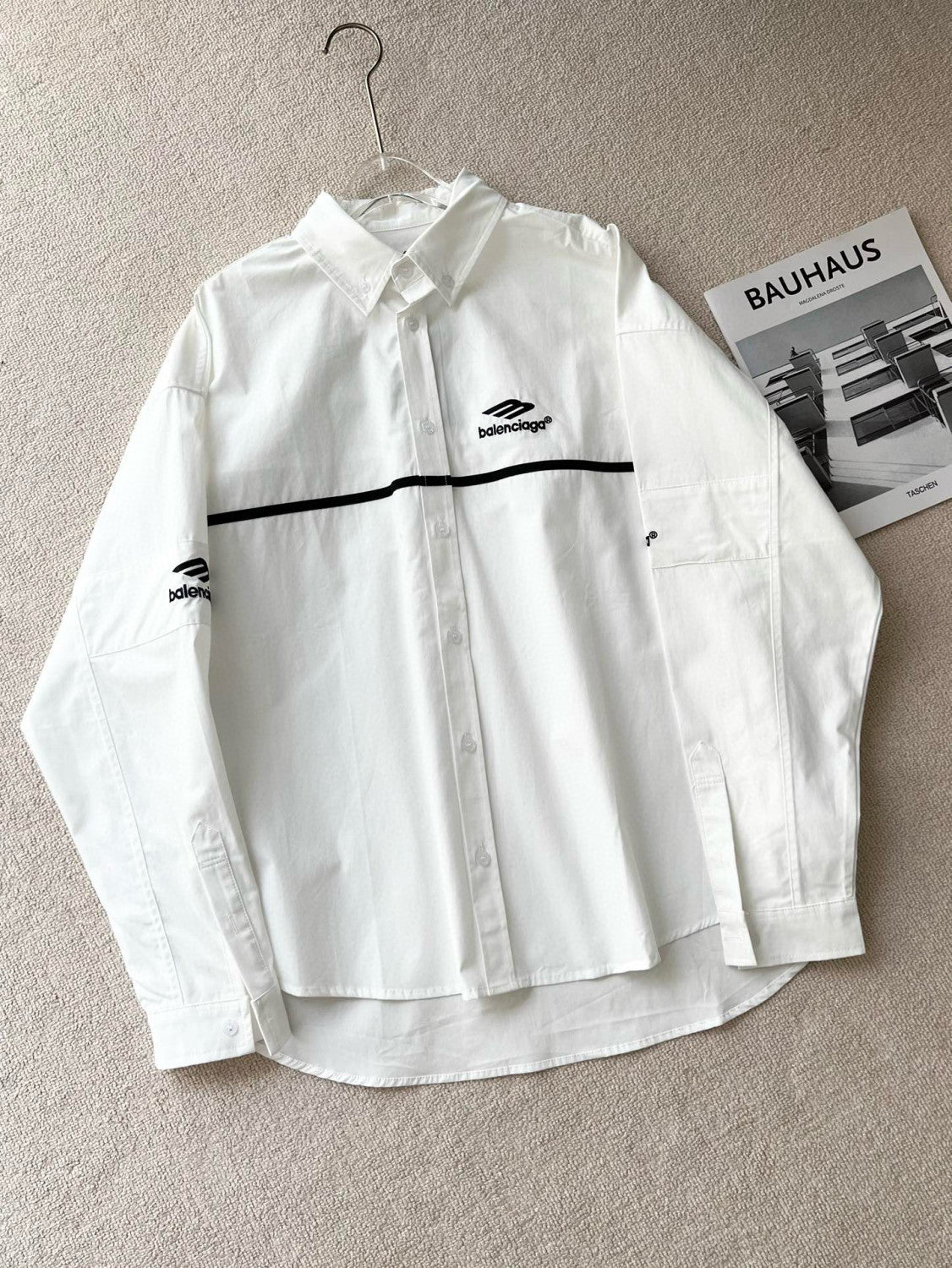 Men's 3B Sports Icon Tracksuit Shirt Oversized Summer Solid Colour Cotton Single Breasted Long Sleeve Shirt #97865