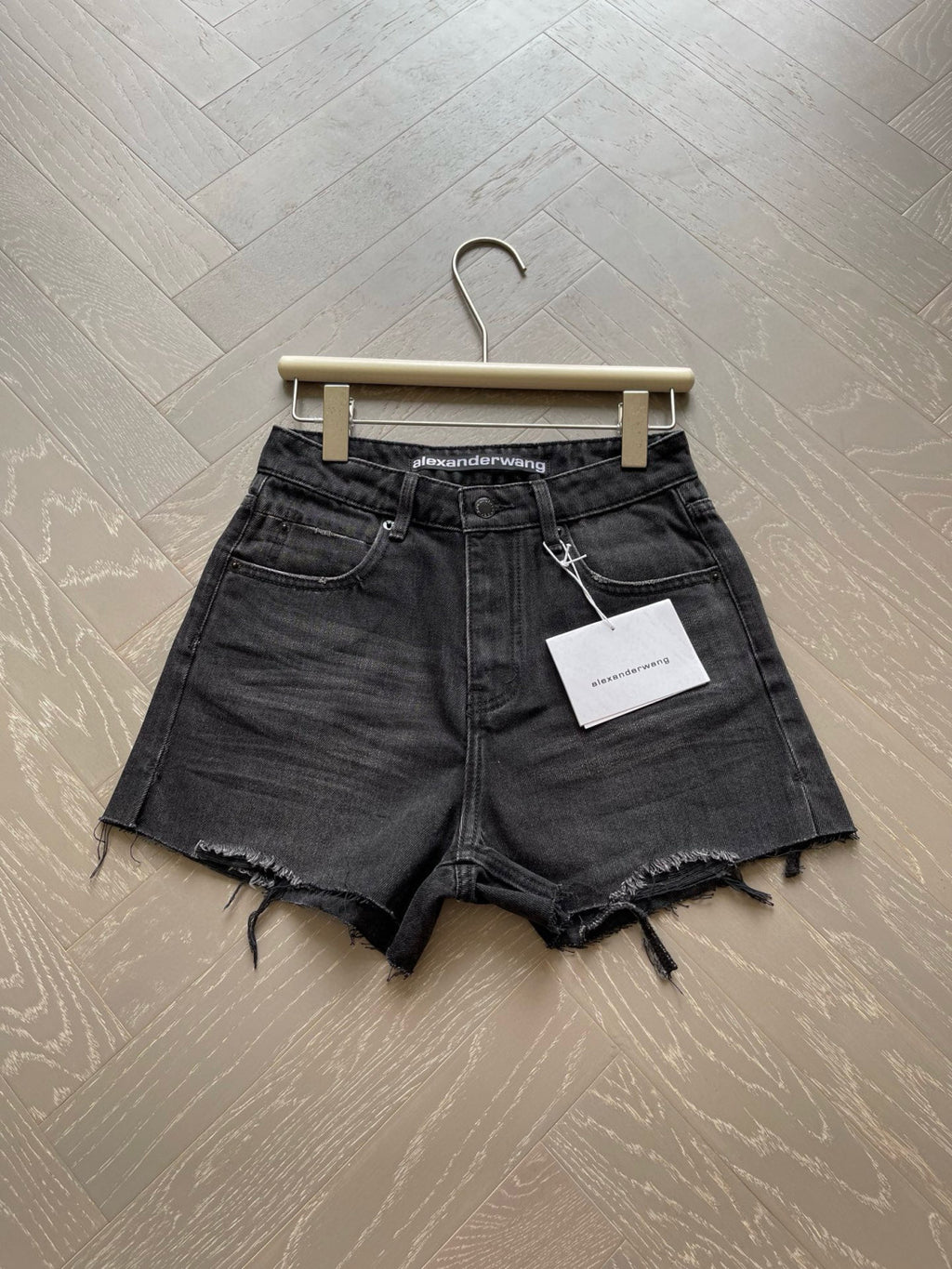 Women's Summer Washed Solid Colour Worn Raw Edge Denim Shorts #76852