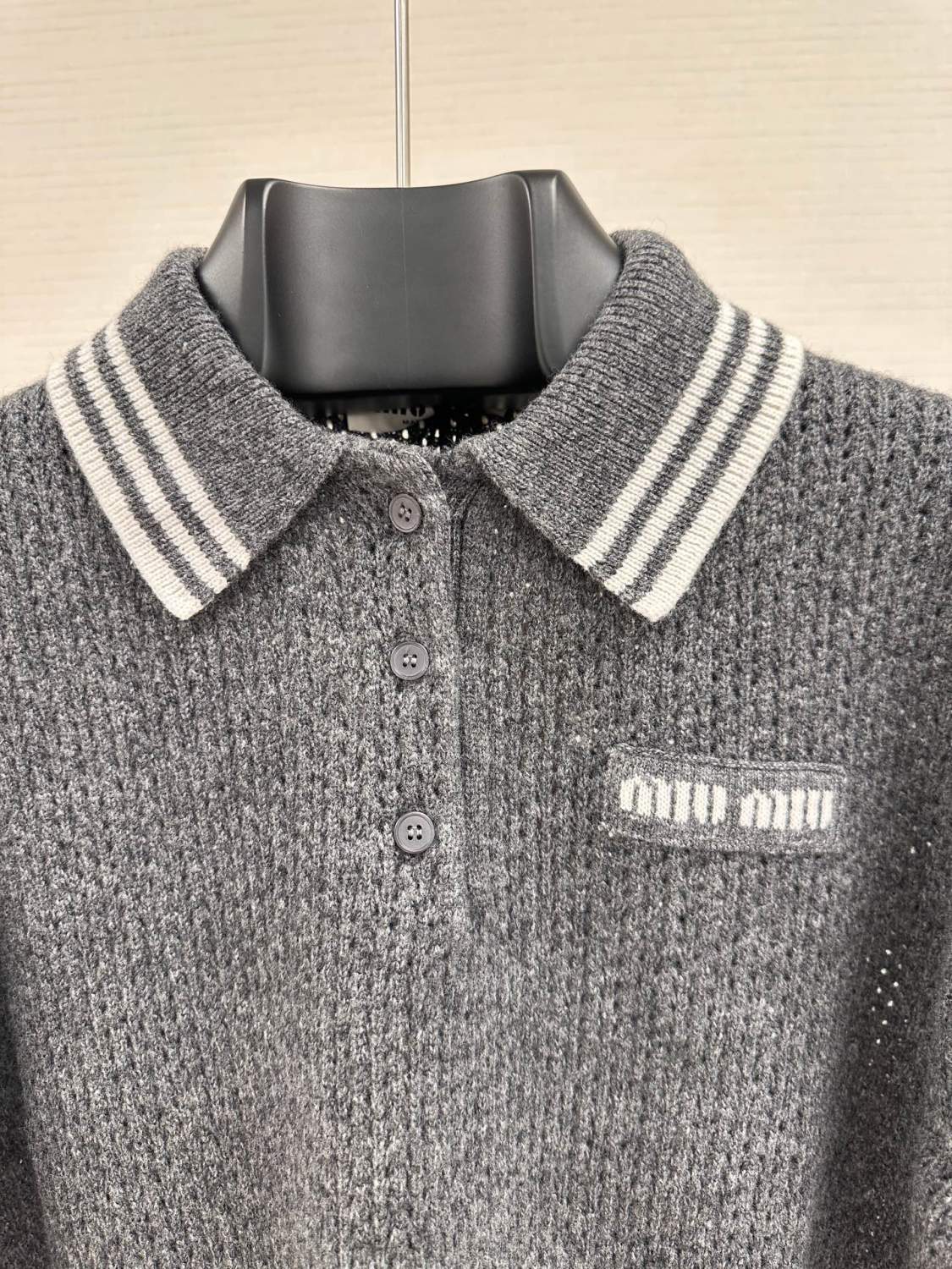 Women's Spring and Autumn Solid Color Mesh Knit Loose Polo Neck Long Sleeve Sweater #75112