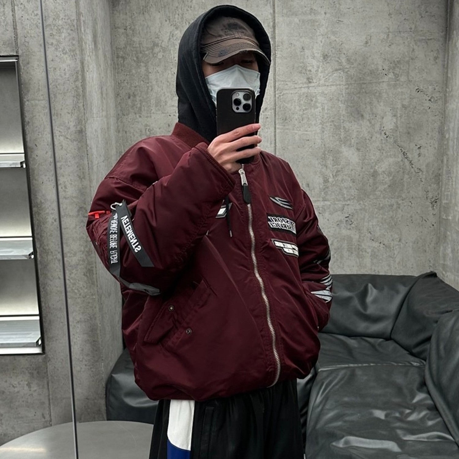 Vetements Men's Autumn And Winter Racing Suit Warm Air Force Jacket High Street Zipper Jacket Colorblocking Fashion Jacket Ngvp #8782