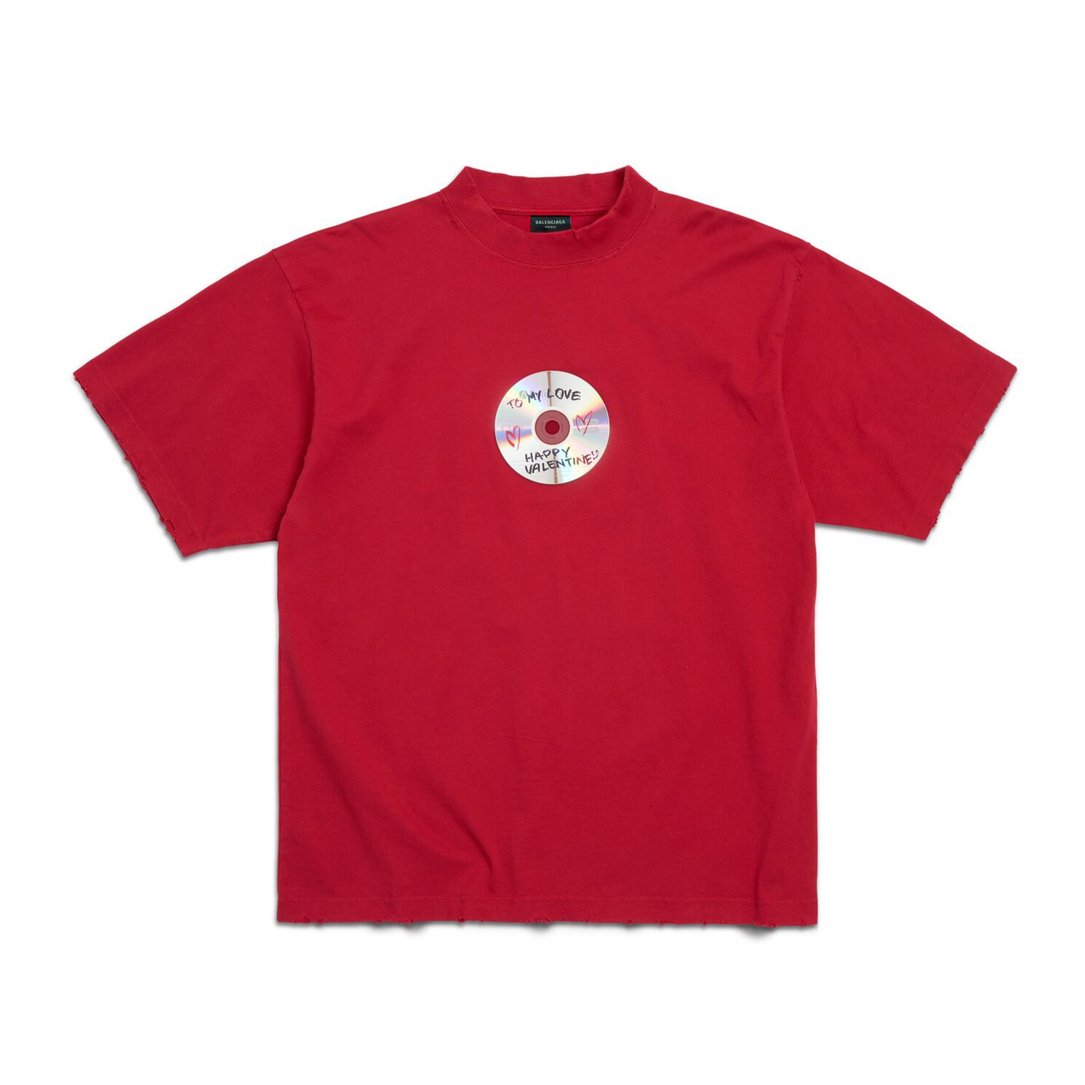 Men's Women's Solid Color To My Love Graffiti Disc Loose Short Sleeve T-Shirt #98316