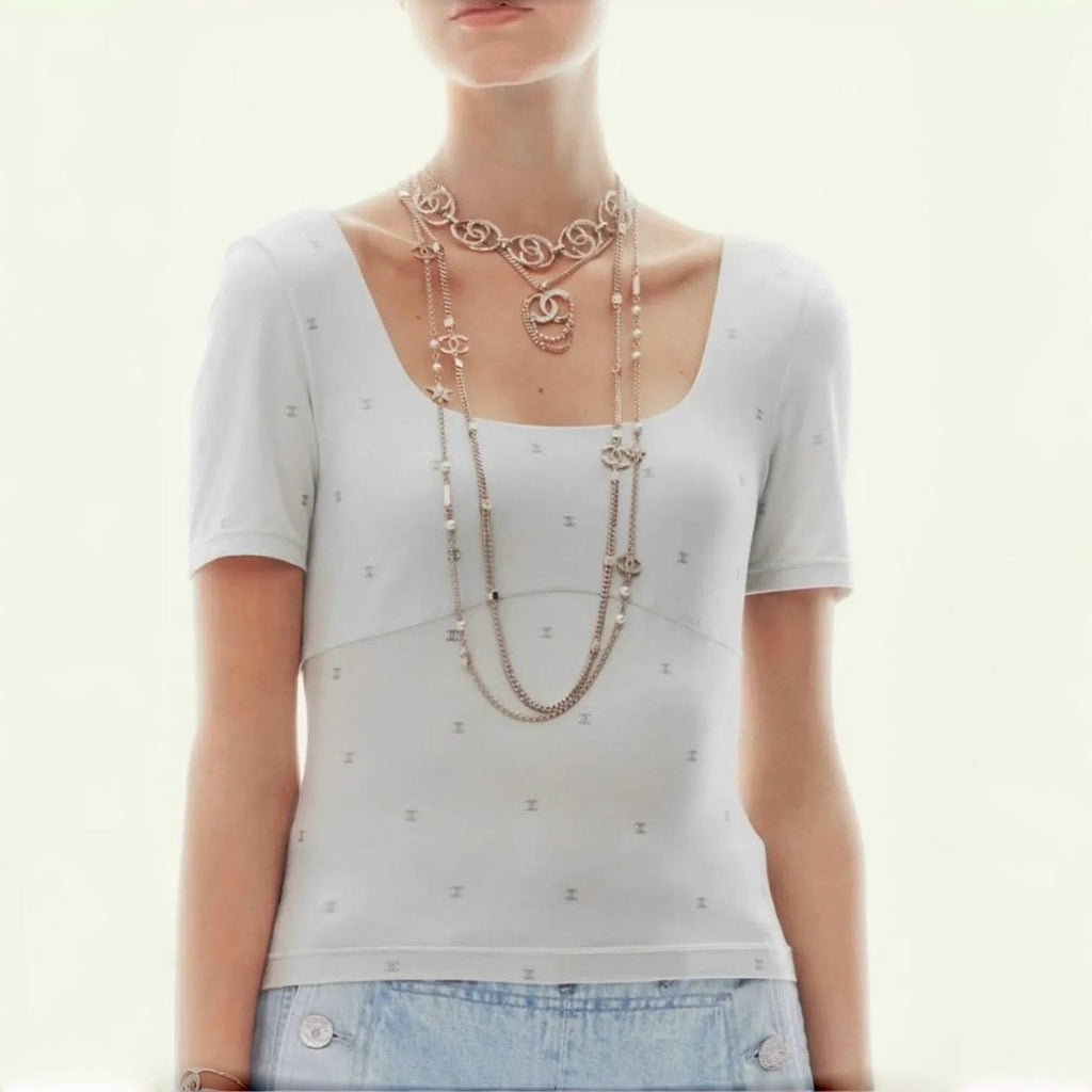 Women's Summer Gray Logo Printed Square Neck Cotton Short Sleeve T-Shirt Top #72533