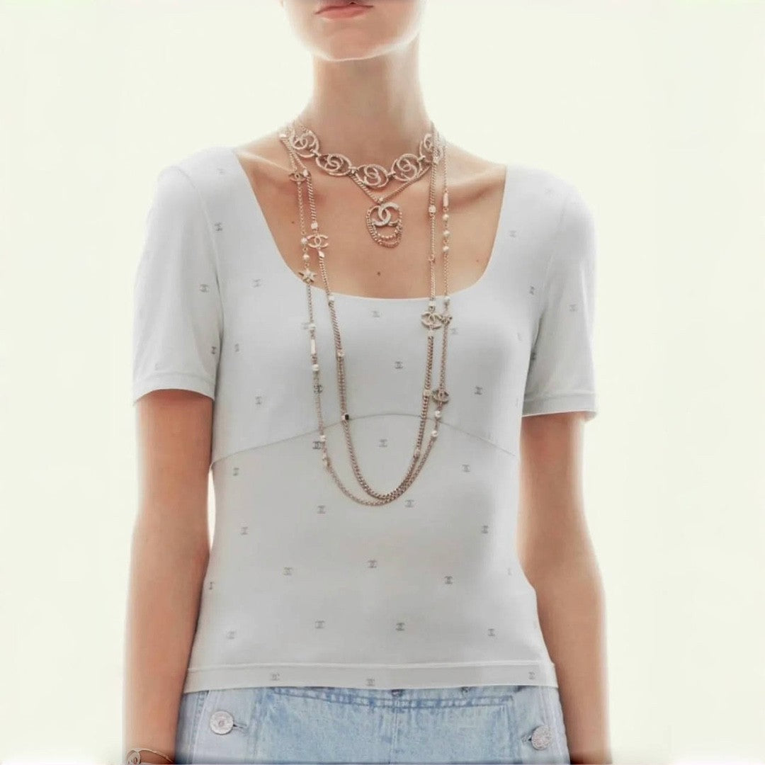 Women's Summer Gray Logo Printed Square Neck Cotton Short Sleeve T-Shirt Top #72533