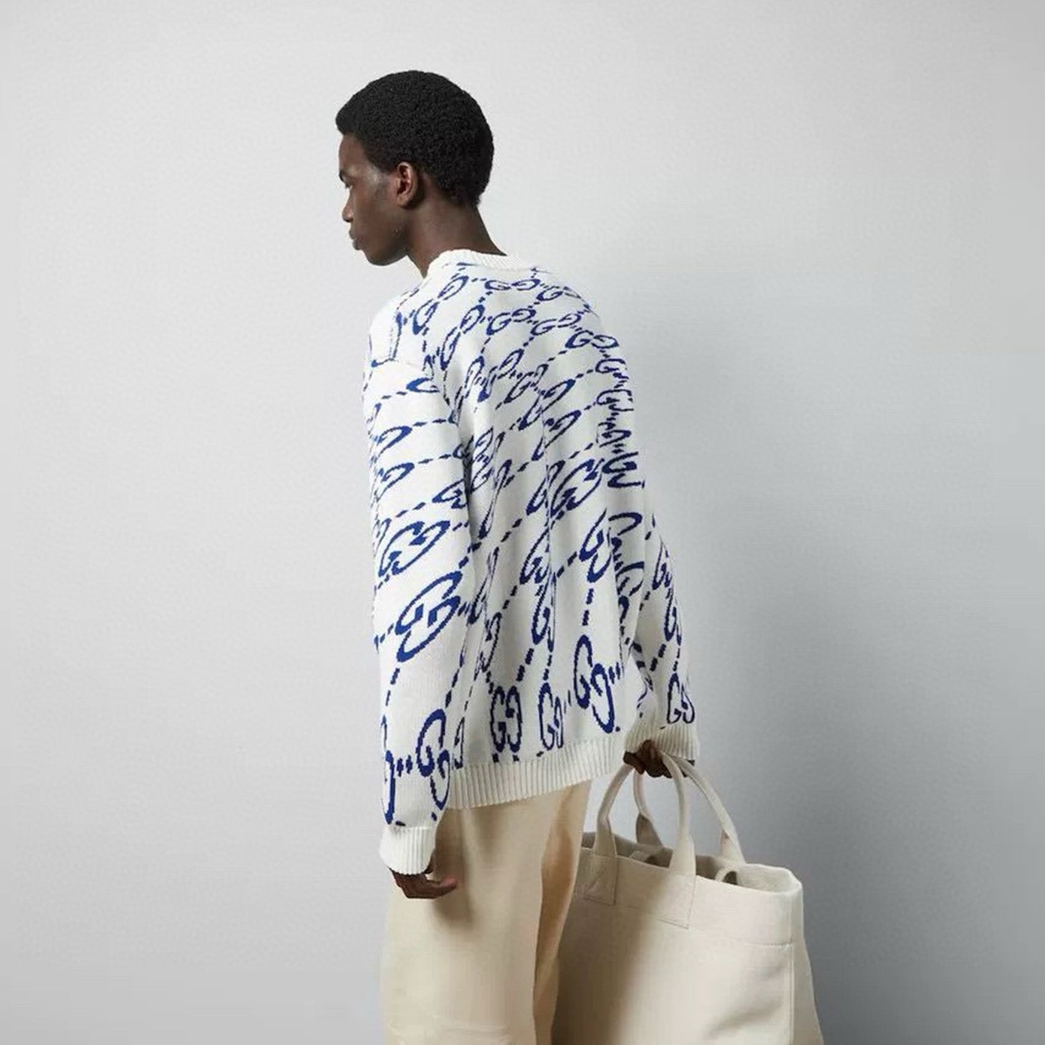 Men's Spring & Autumn Colorblocking Wavy Letter Logo Round Neck Long Sleeve Pullover Knit Sweater #98523