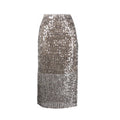 Women's Spring Summer Autumn Silver Sequins Mid-Length High Waist Fit Casual Half Skirt Ngvp #8952
