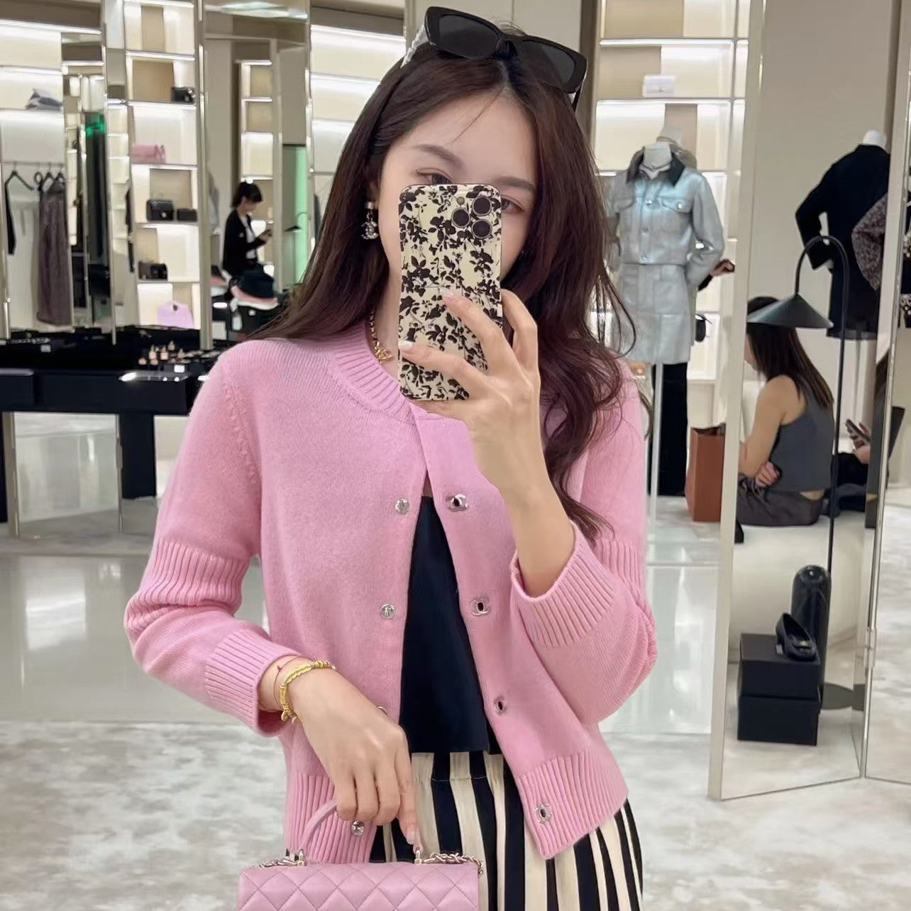 Women's Spring And Autumn Solid Color Round Neck Single Breasted Long Sleeved Knit Sweater Jacket #73426