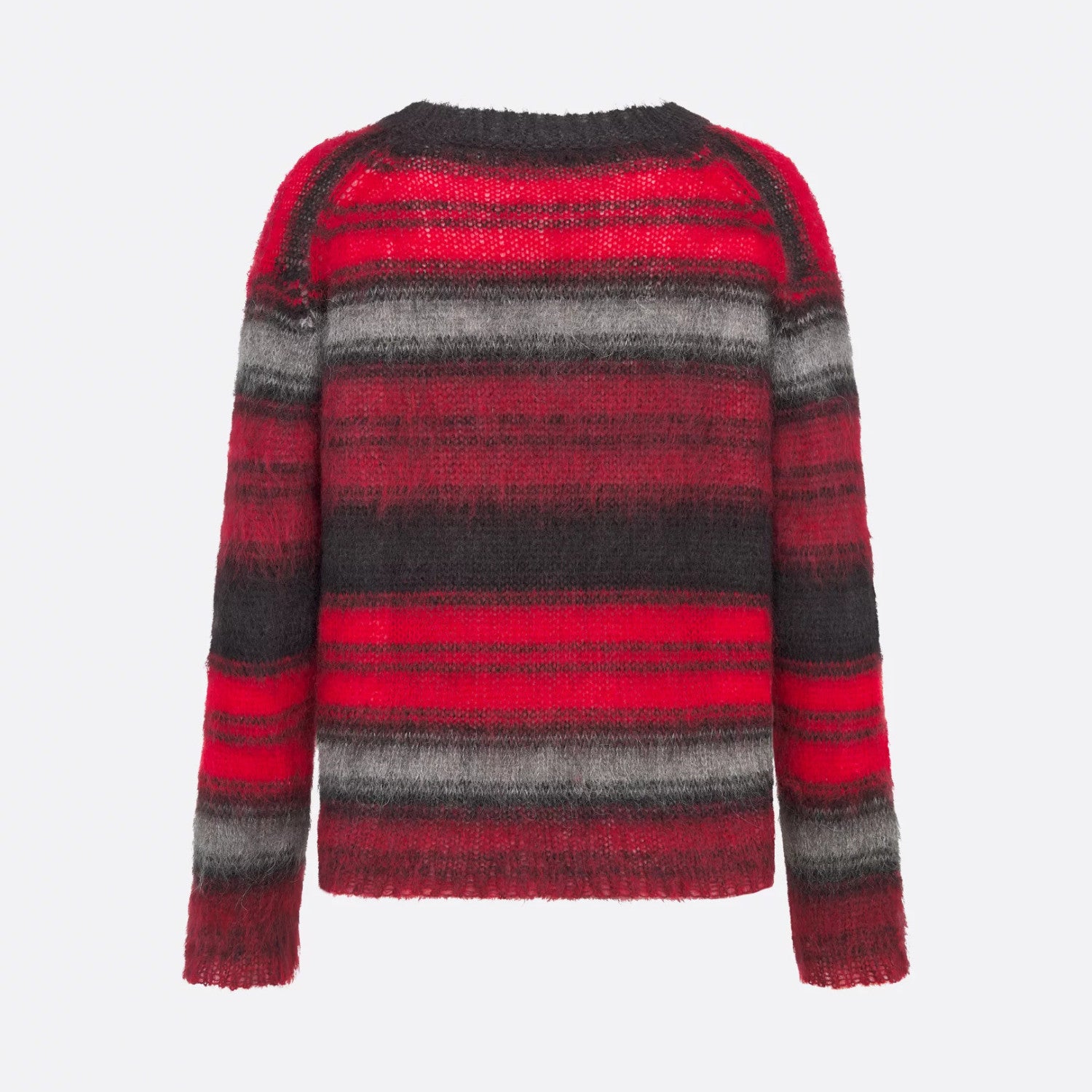Women's Spring and Autumn Black and Red Color Block Mohair Striped Sweater #74583