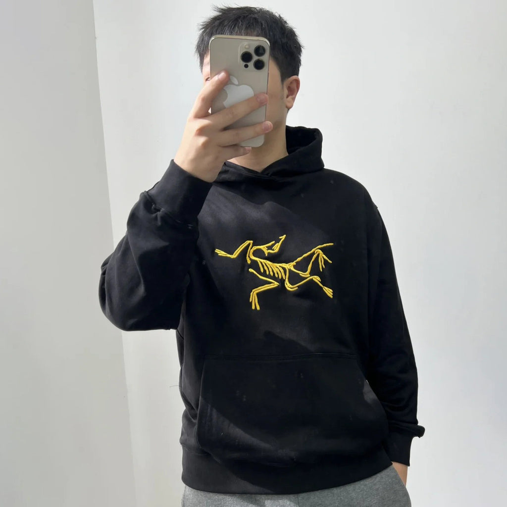 Men's and Women's Autumn Clashing Logo Printed Solid Color Loose Hooded Sweatshirt Pullover #97948