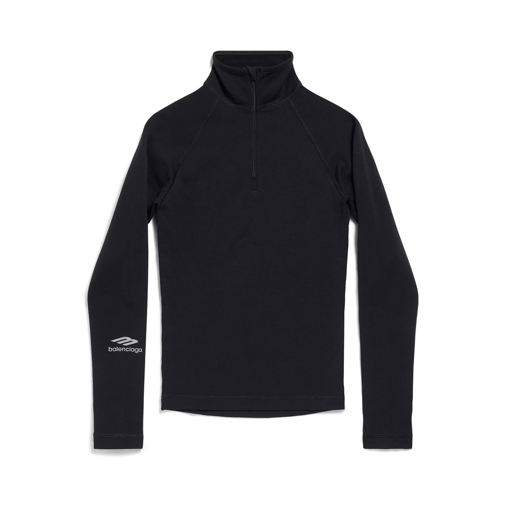 Women's 3B Sports Icon Half Zip Solid Color Fitted Top Logo Printed Pullover Long Sleeve Sweatshirt #71757