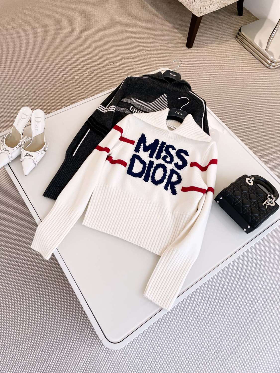 Women's Spring and Autumn Letter Printed Cashmere Two Color Half Turtleneck Knit Sweater #73887