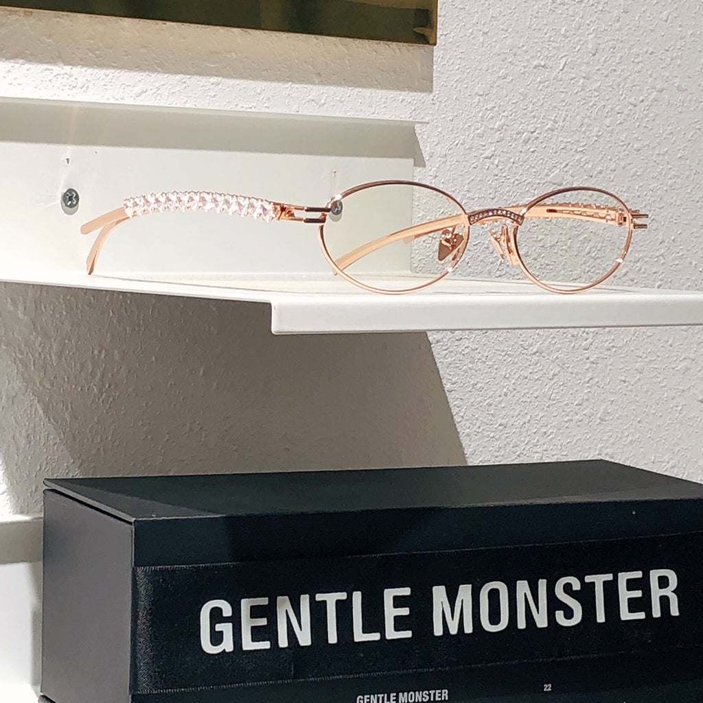 Gentle Monster Jennie - Barrette 02 Women's Fashion Jentle Salon Collection Sunglasses Oval Silver Diamond Metal Frame Trendy Eyewear Glasses  Accessories Ngvp #9242