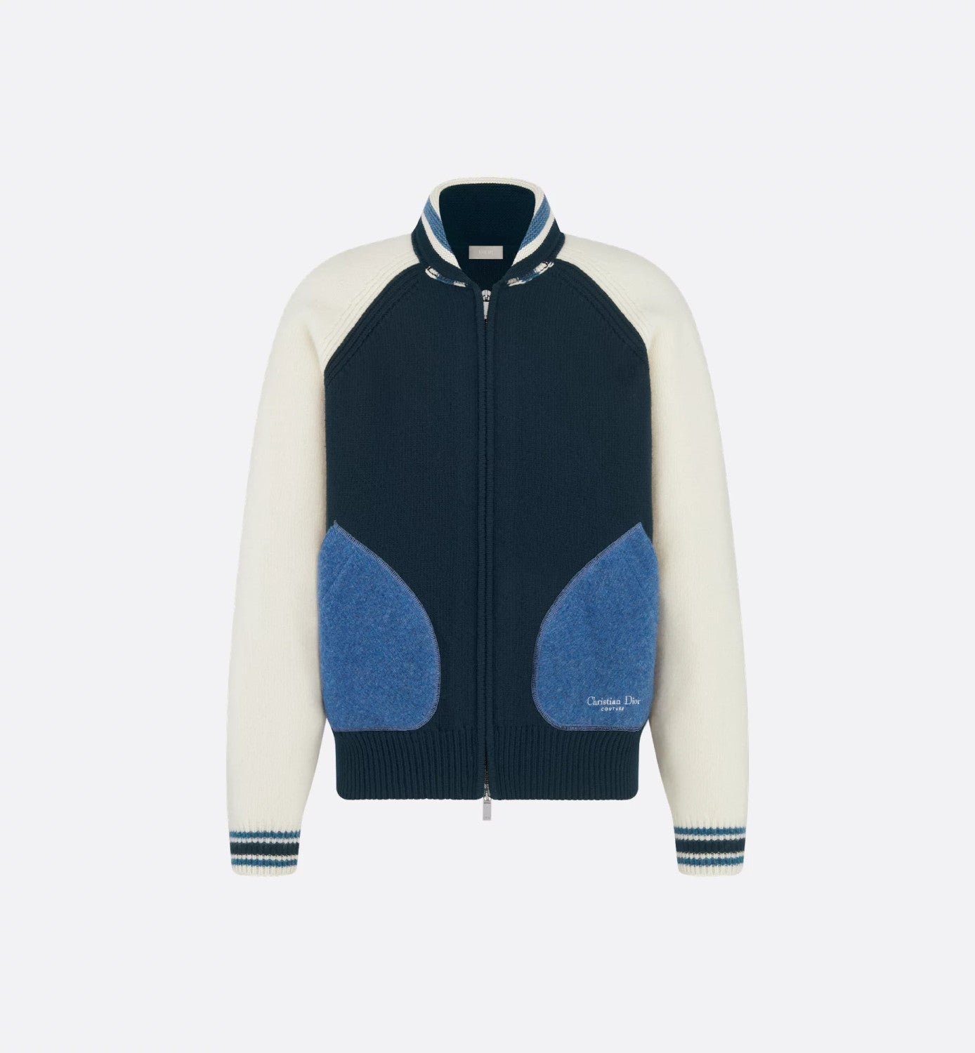 CD Men's Spring/Fall Vintage College-Style Color-Block Wool Sweater with Floral Embroidery Plain-Knit Long-Sleeve Oversized Cardigan #81595