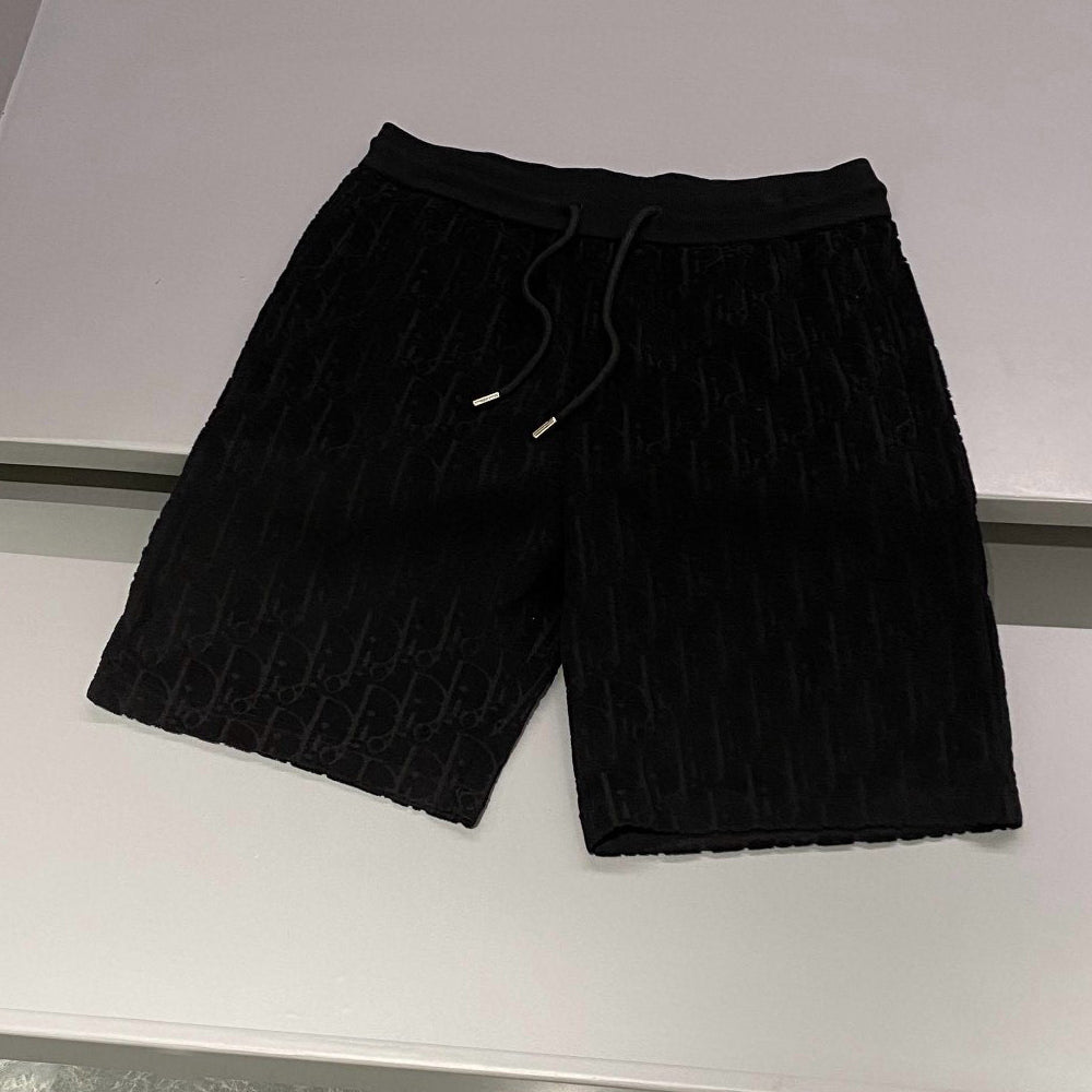 Men's Summer Monogrammed Jacquard Solid Color Lace-Up Shorts Pants #98871