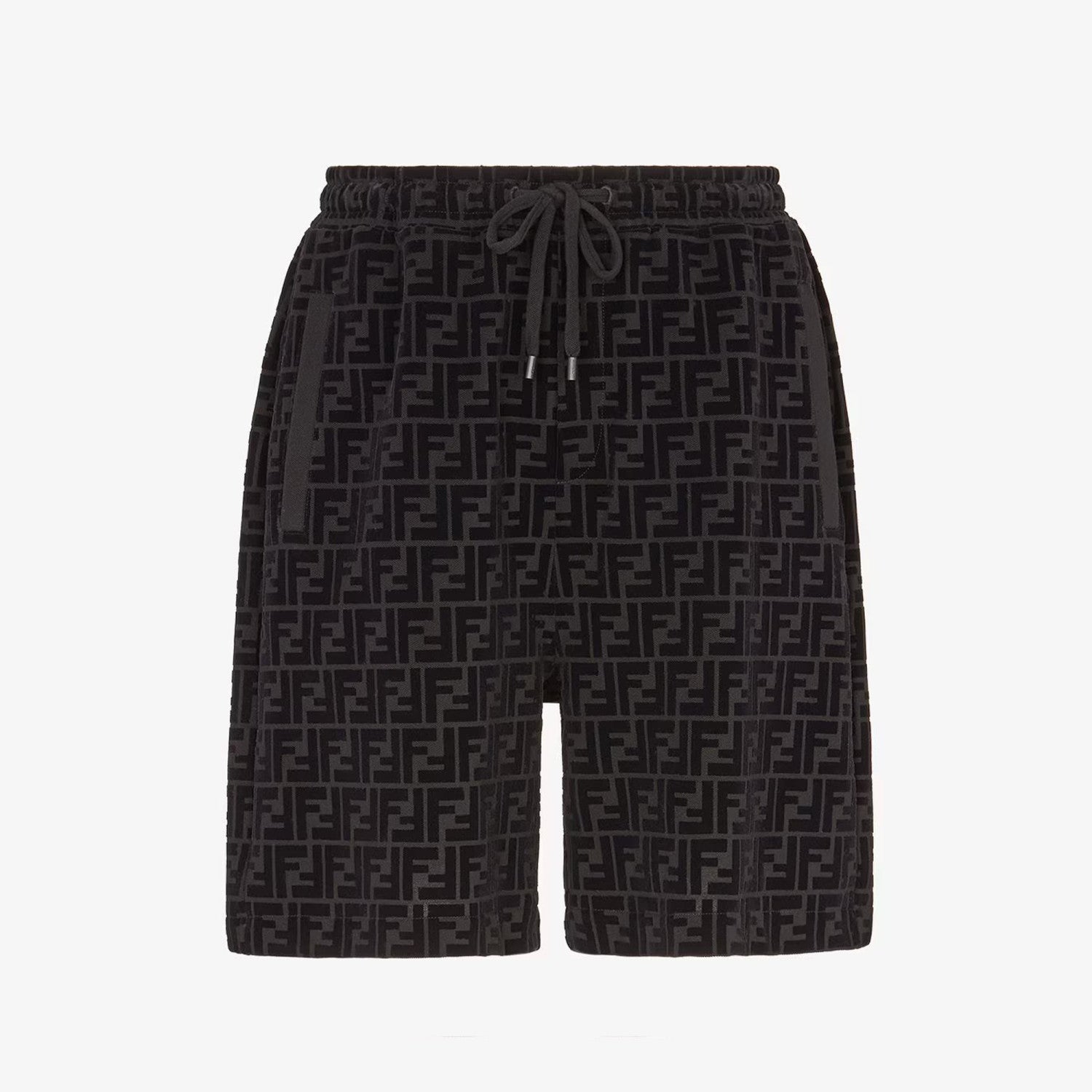 Men's Spring/Summer FF Full Print Cotton Solid Color Lace Up Loose Bermuda Shorts #72325