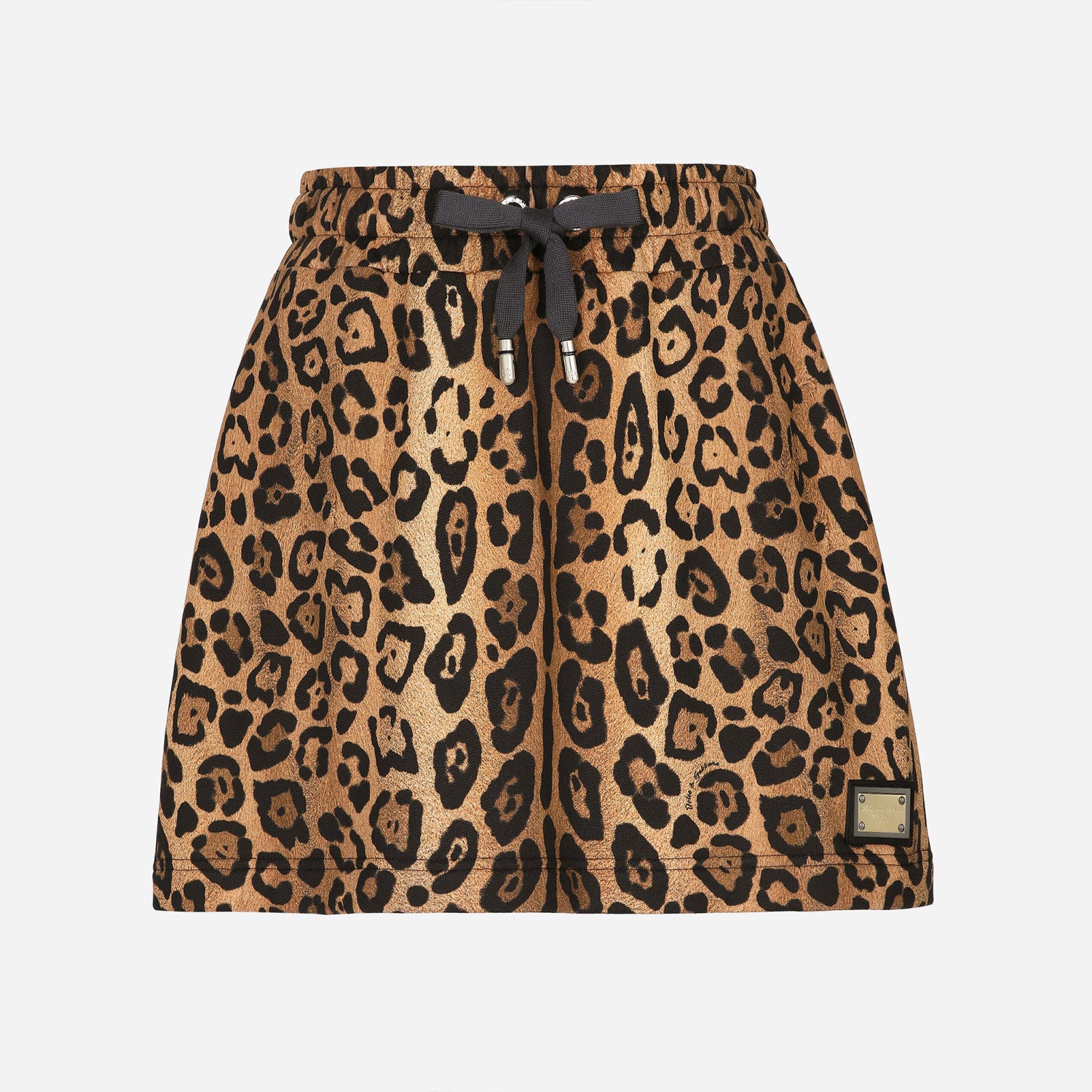 Women's Summer Leopard Crespo Cotton Round Neck Short Sleeve T-Shirt Casual Mini Skirt #71648