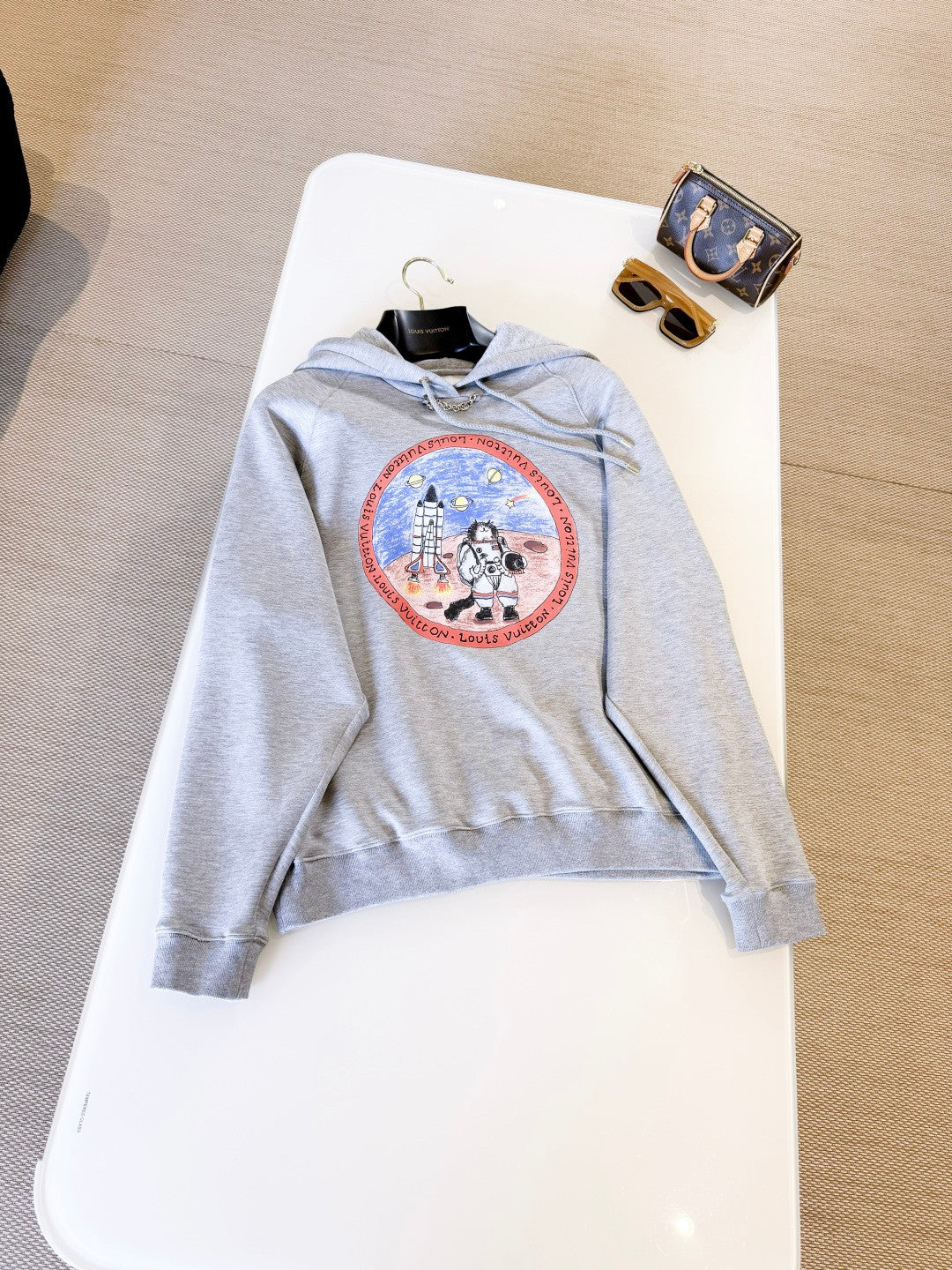 Women's Autumn/winter Grey Grace Cat Co Branded Limited Edition Hoodie Cotton Knitted Printed Sweatshirt  #82161A