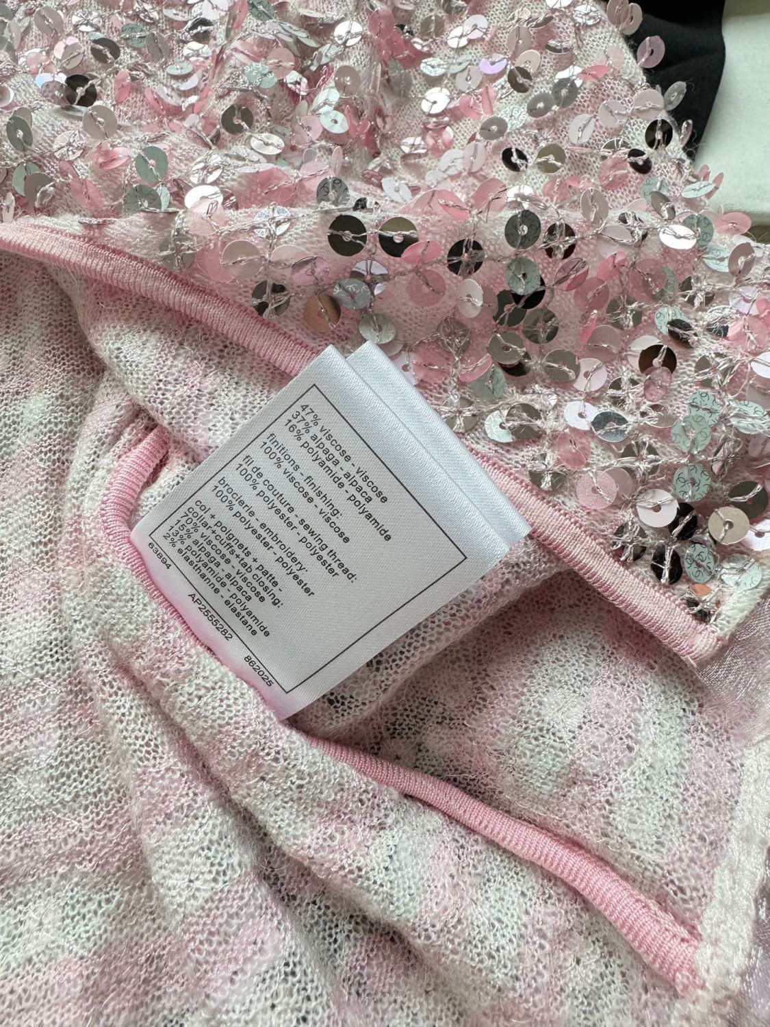 Women's Spring And Summer Sequin Design Round Neck Single-breasted Pink Long sleeved Knit Sweater Jacket #73656