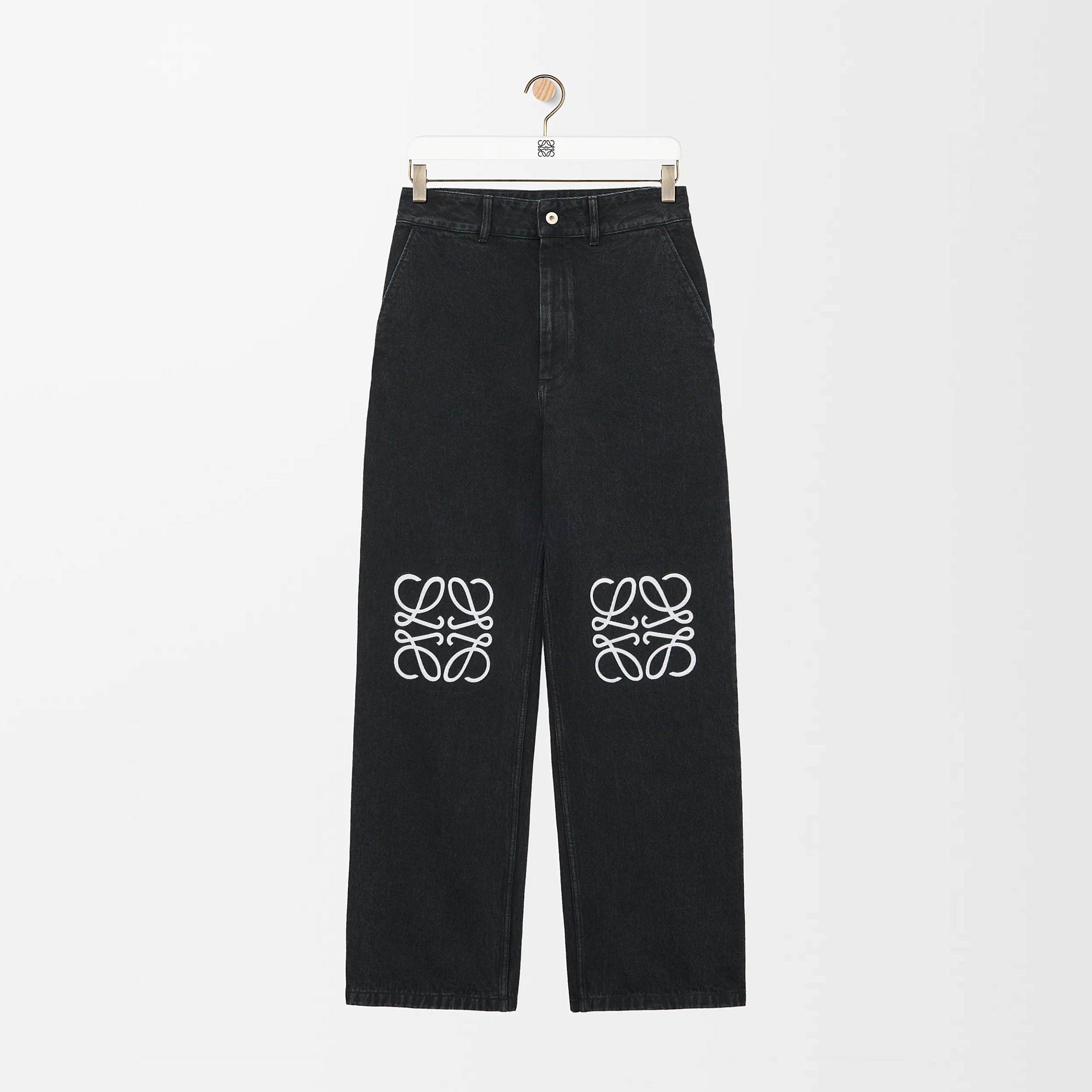 Women's Spring and Autumn Logo Print Solid Color Low Rise Zipper Loose Jeans Pants #75751