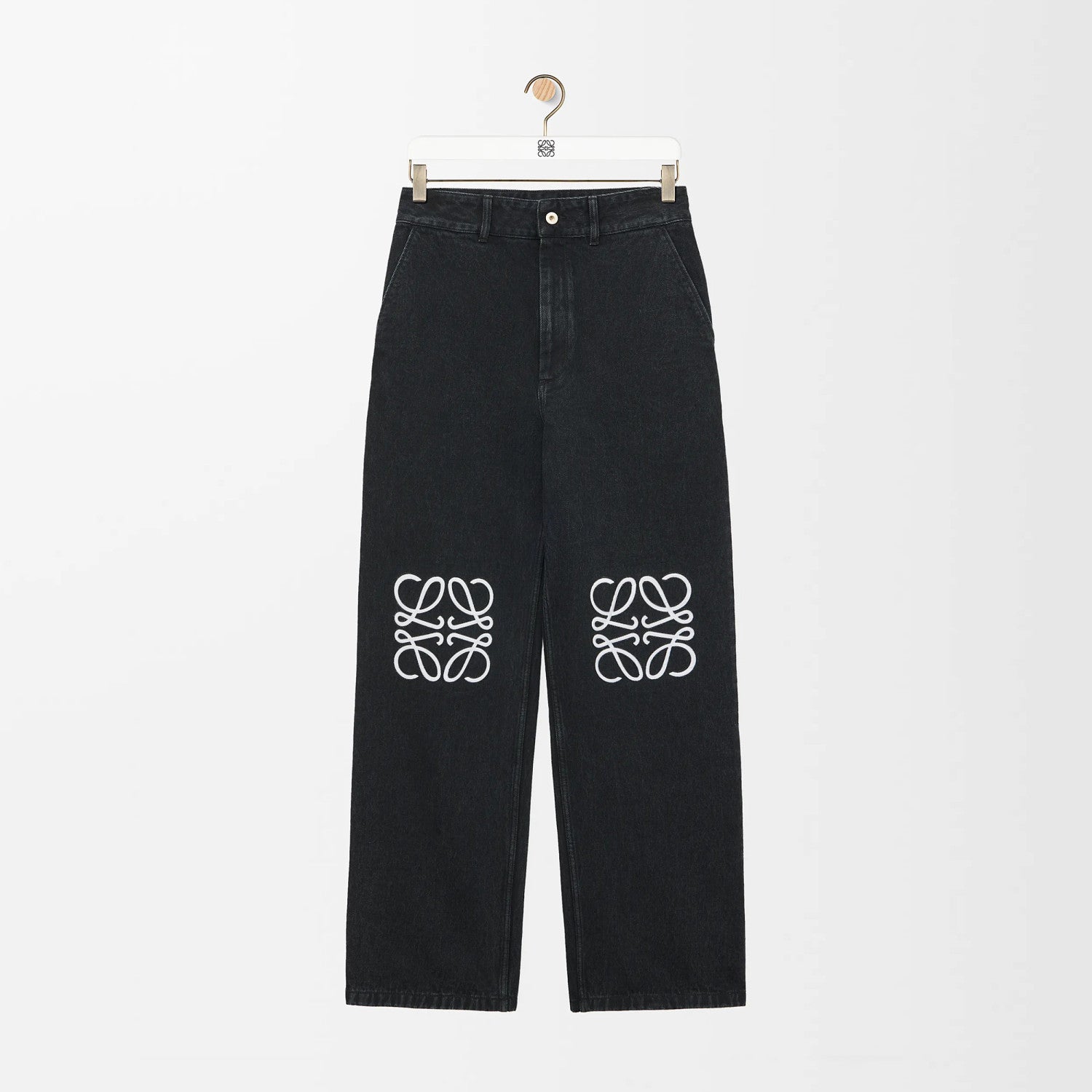 Women's Spring and Autumn Logo Print Solid Color Low Rise Zipper Loose Jeans Pants #75751