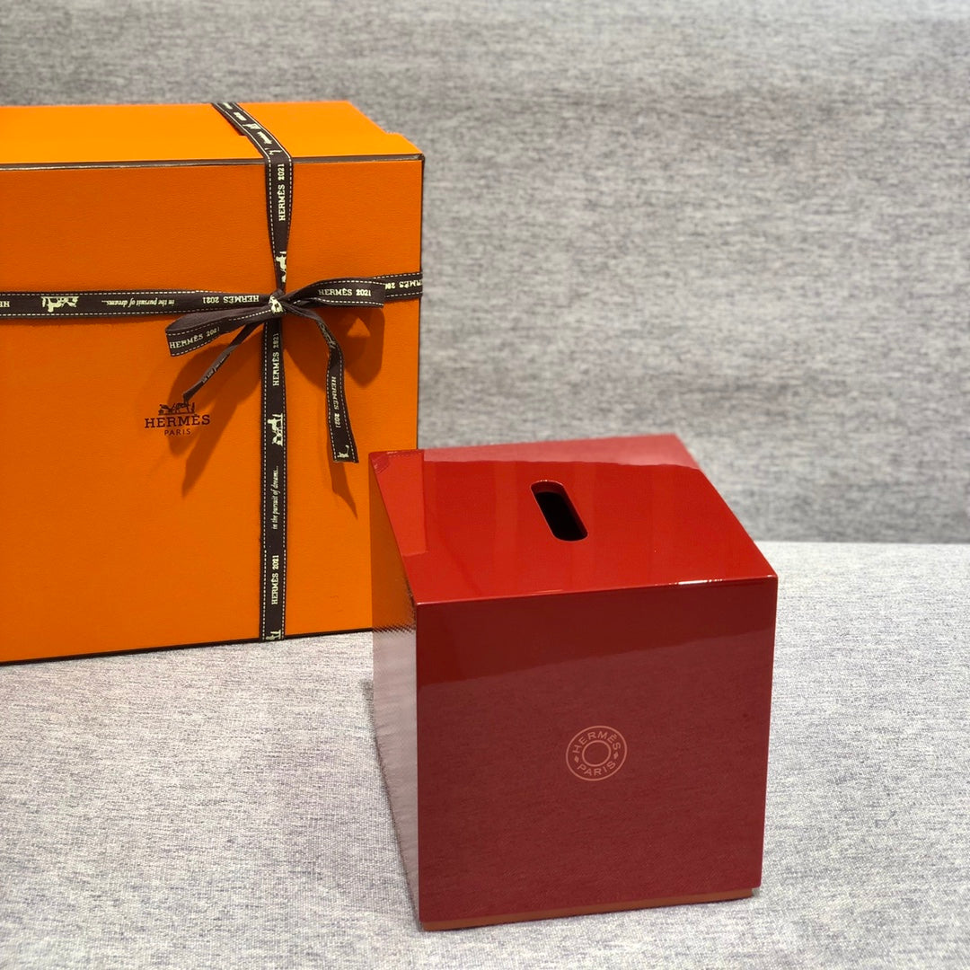 Handmade Lacquer Carved Wooden Square and Rectangular Tissue Box Calfskin Overlay Furniture Decorations Accessories #71591