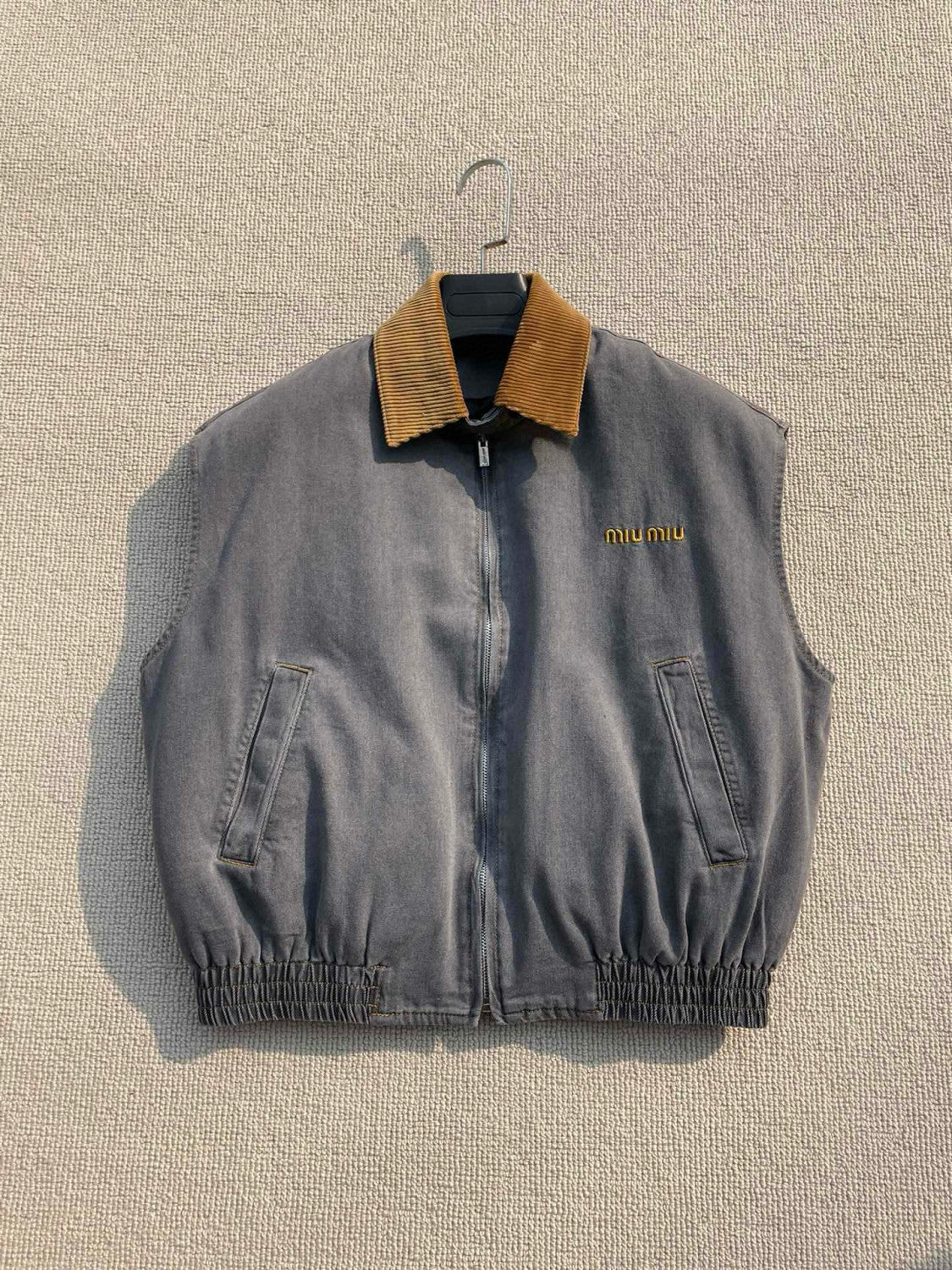 Women's Fall/Winter Logo Printed Splicing Lapel Zipper Closure Sleeveless Vest Jacket #76536