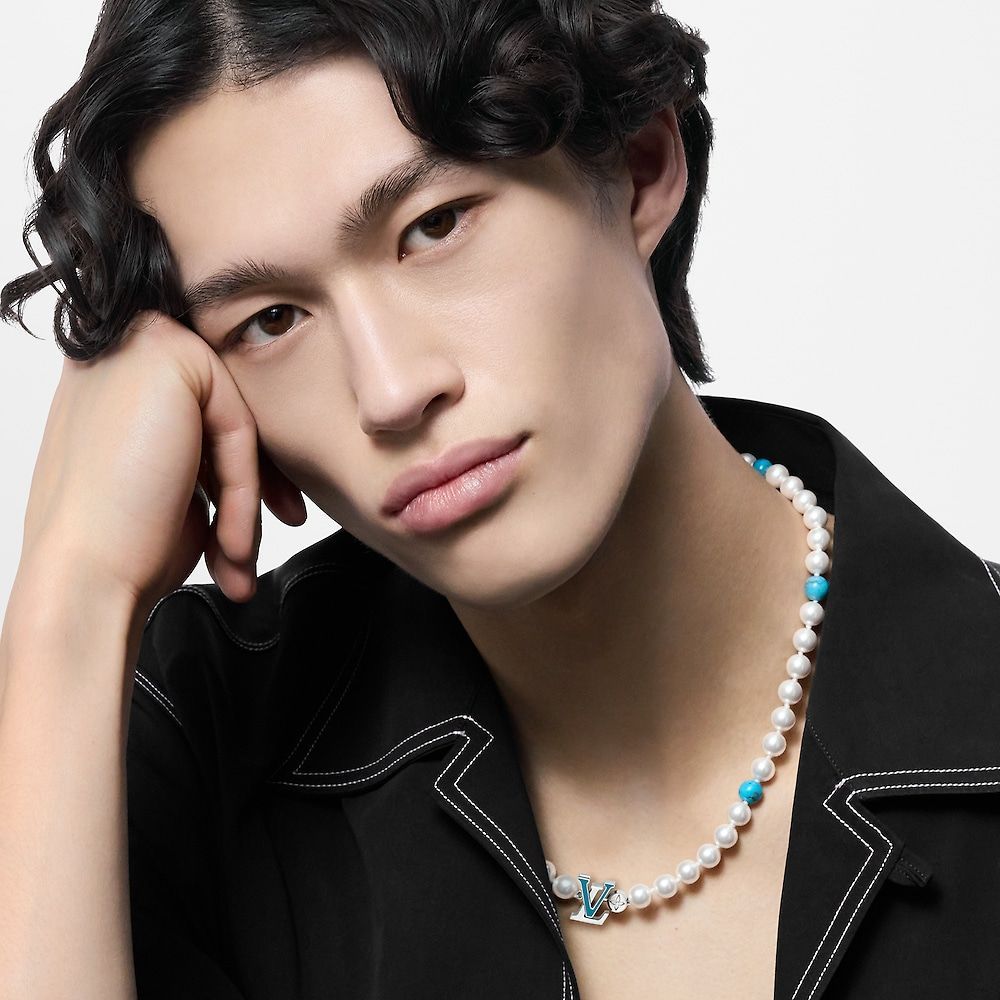 Men's White Blue Brass Turquoise Metal Bracelet Necklace Jewelry #73118