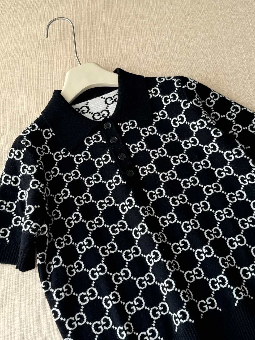 Women's Spring/Summer Solid Color Logo Jacquard Short Sleeve Polo Shirt T-Shirt #74892