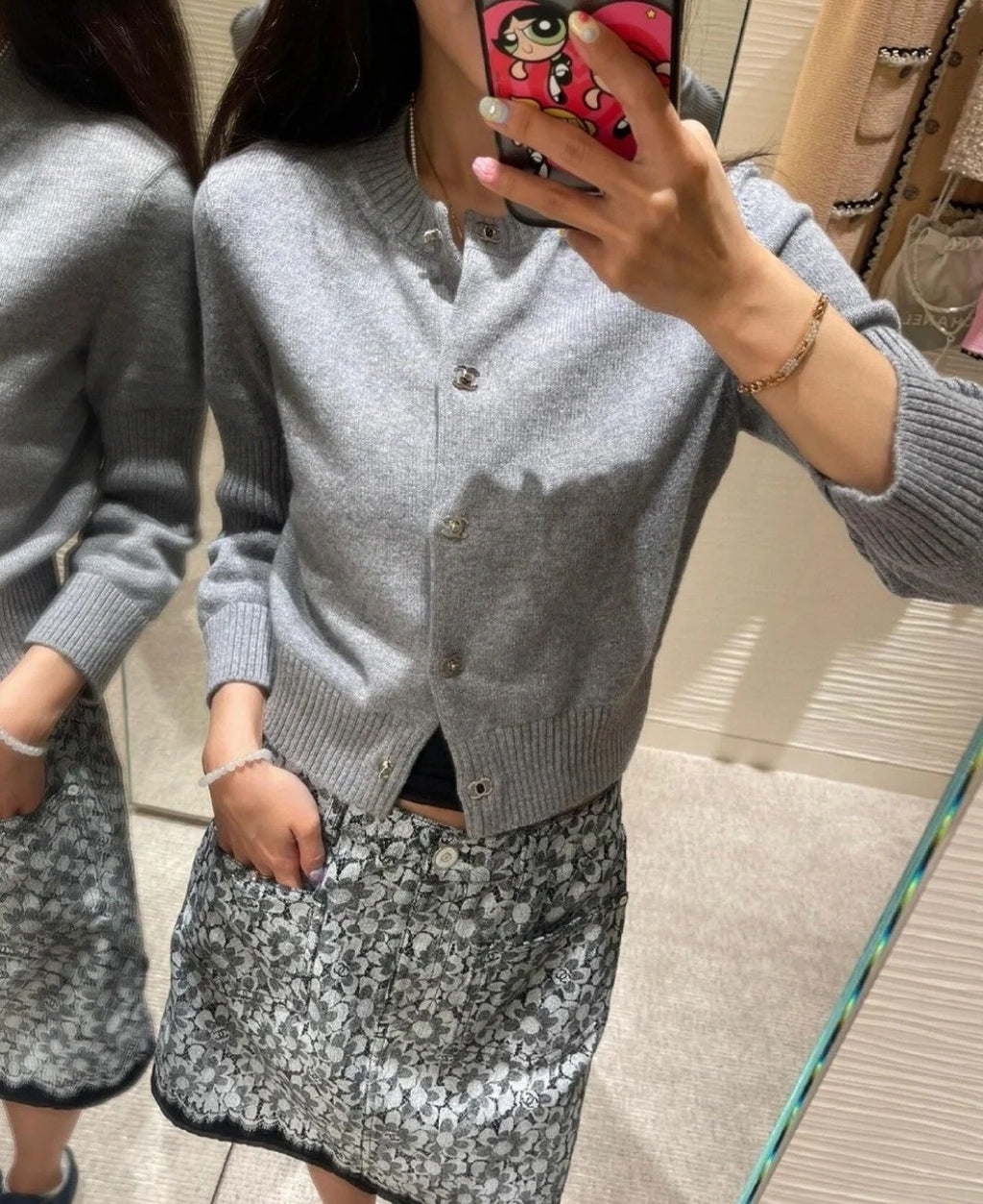 Women's Spring And Autumn Solid Color Round Neck Single Breasted Long Sleeved Knit Sweater Jacket #73426