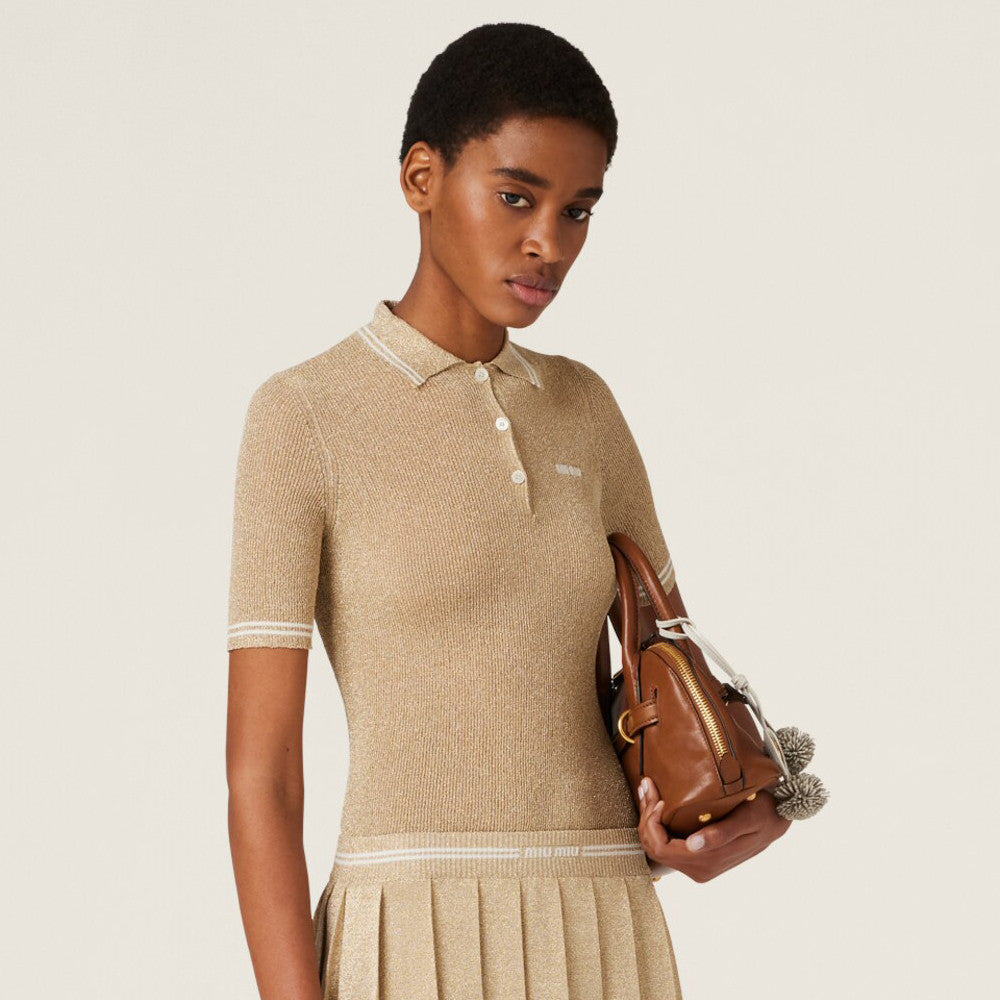 Women's Spring/Summer Applique Logo Oversized Stretch Short Sleeve Polo Shirt T-Shirt #74947