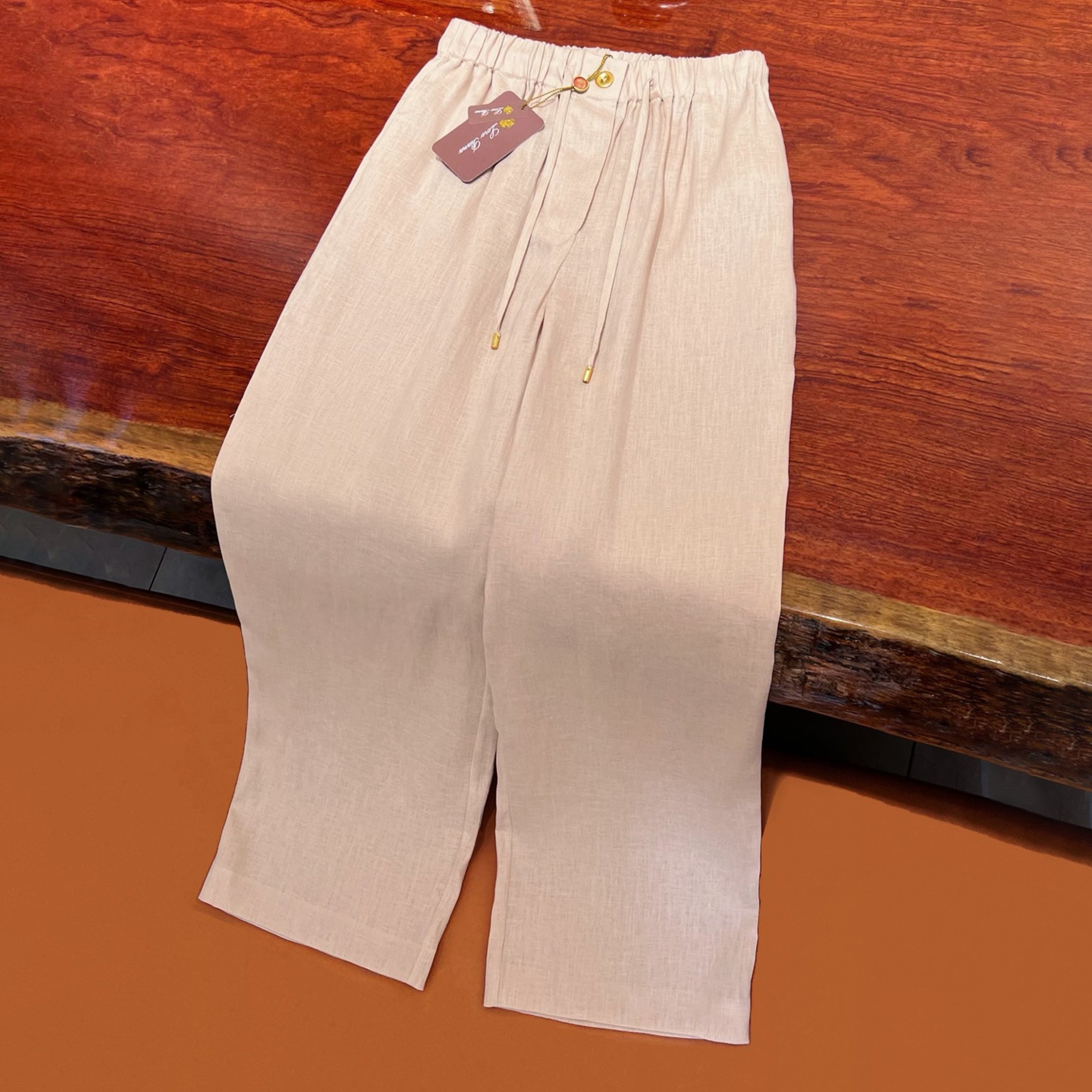 Women's Spring And Summer Straight Linen Pants Fashion Casual Straight Wide Leg Comfortable Drawstring Trousers Ngvp #1613