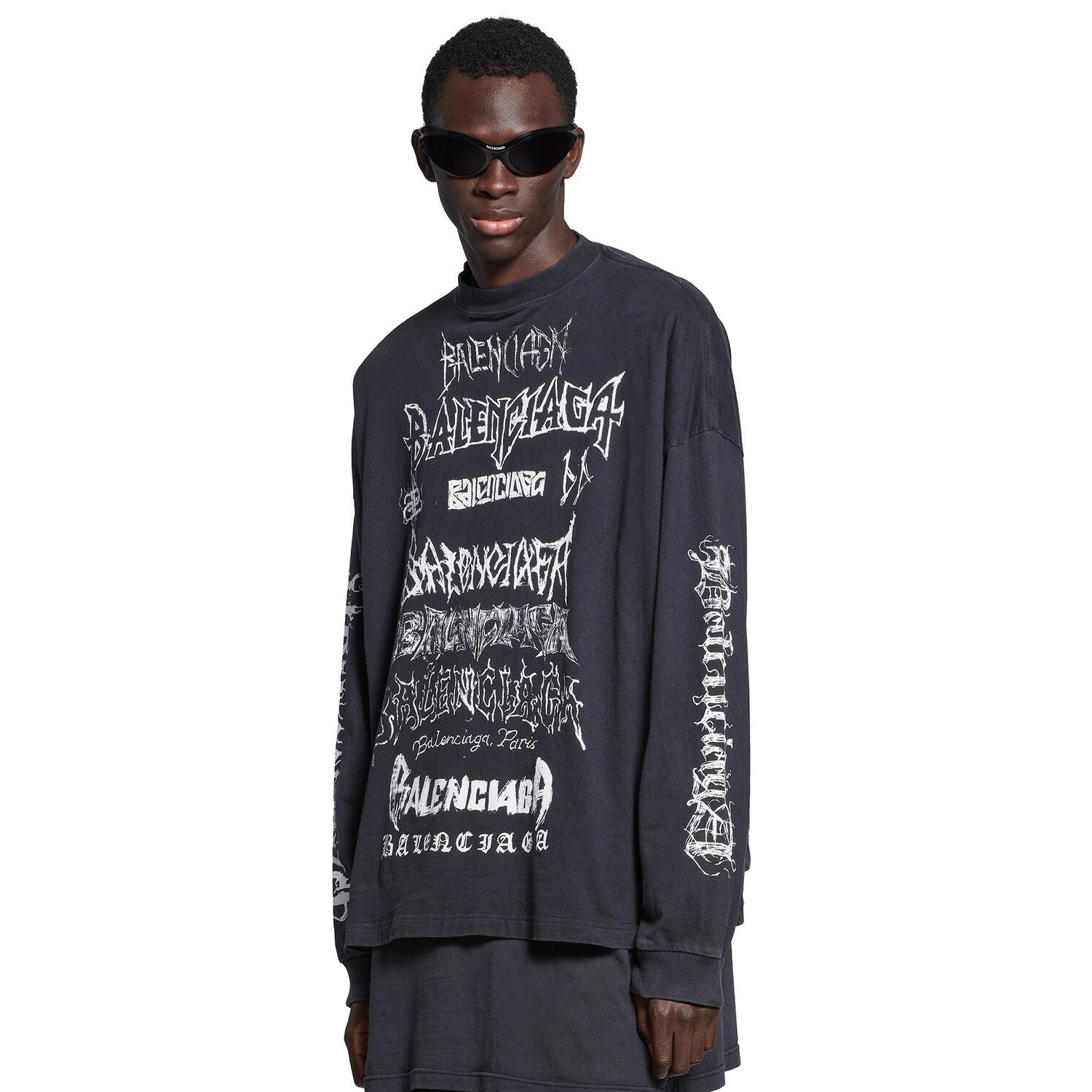 Men's And Women's Spring And Fall Retro Letter Silhouette Plain Knit Fabric Long Sleeve T-shirt Pullover #98139