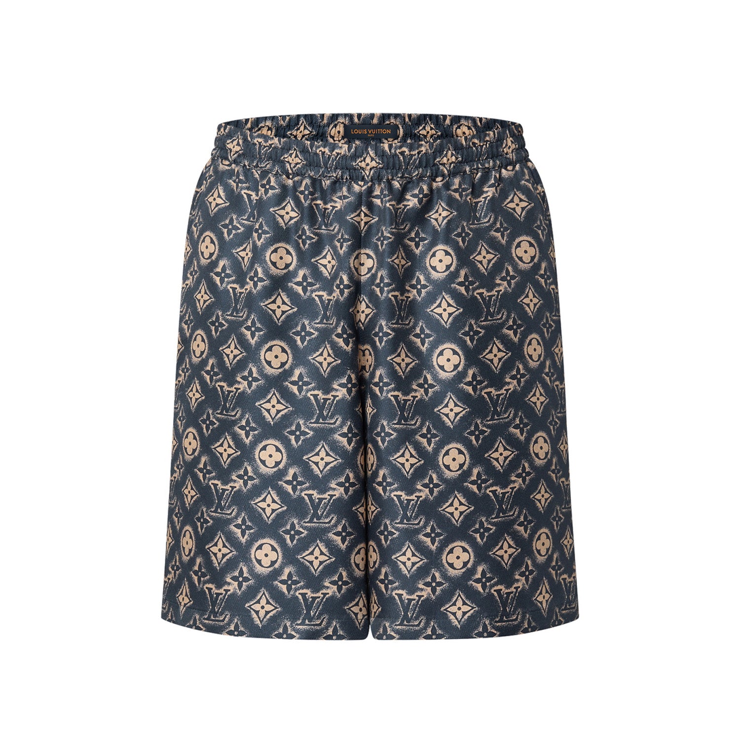 Men's Summer Blue Logo Full Print Elastic Waist Casual Shorts Pants #98981