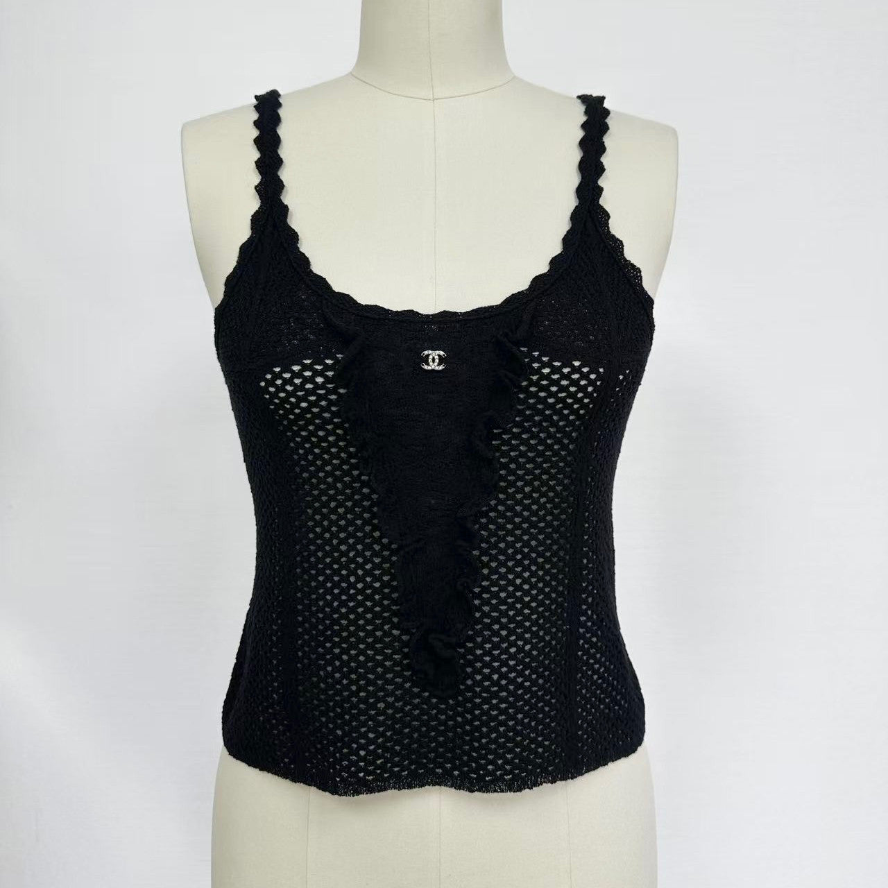 Women's Summer Fashion Casual Solid-Color Round Neck Breathable Lace Trim Tank Top Vest #78515