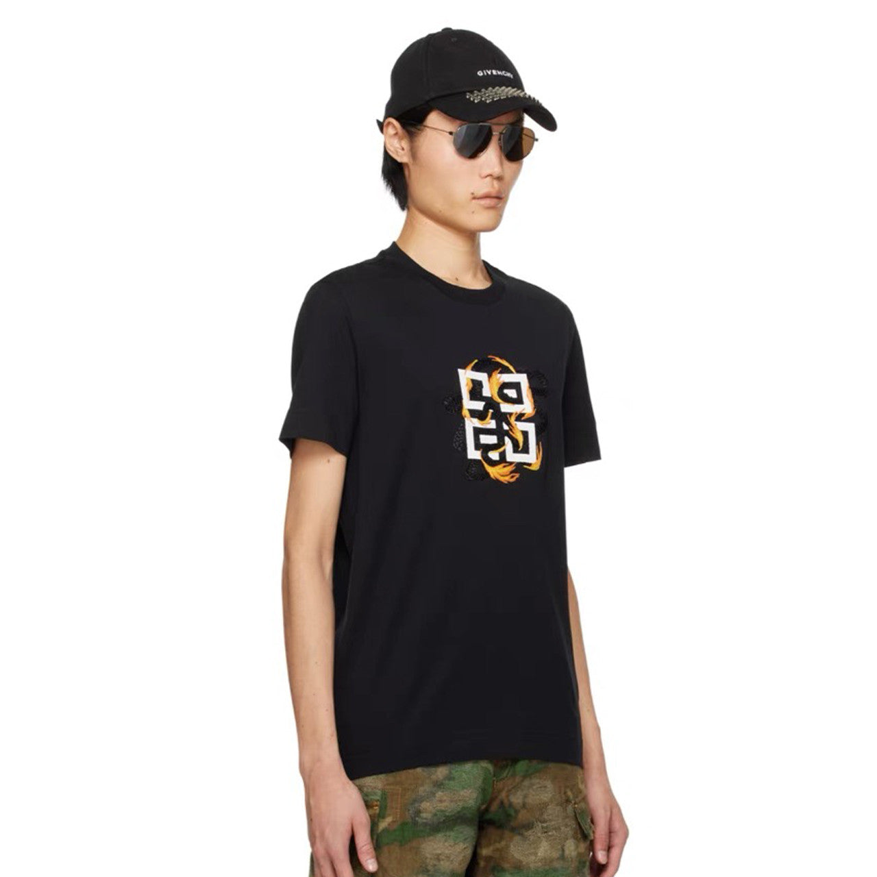 Men's Spring/Summer Cotton 4G Dragon Printed Short Sleeve Black Slim Fit Straight T-shirt #98322