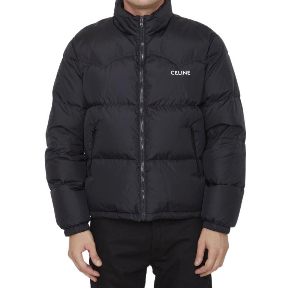 Men's And Women's Autumn And Winter Solid Color Embroidered Logo Collar Zipper Long Sleeved Down Jacket #72341