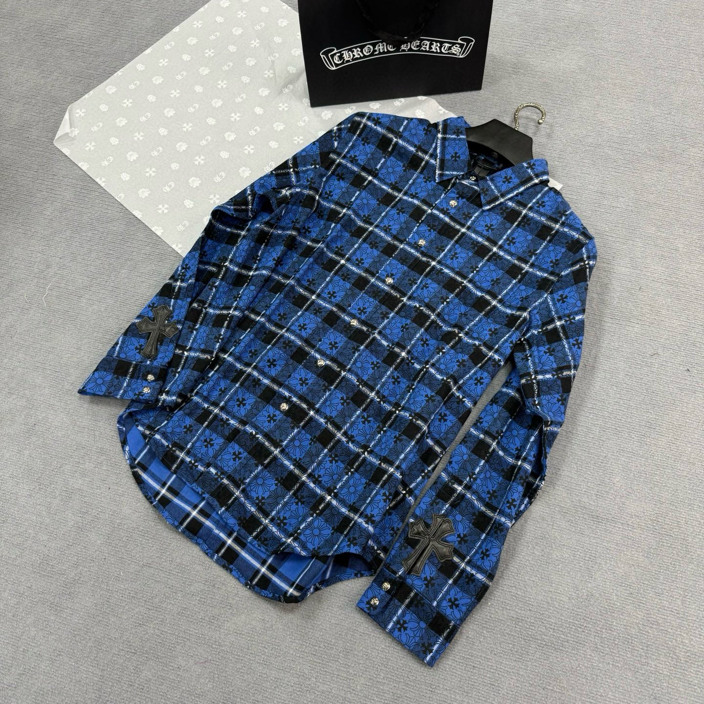 Men's Spring and Autumn Dark Logo Lapel Single Breasted Long Sleeve Shirt #99127