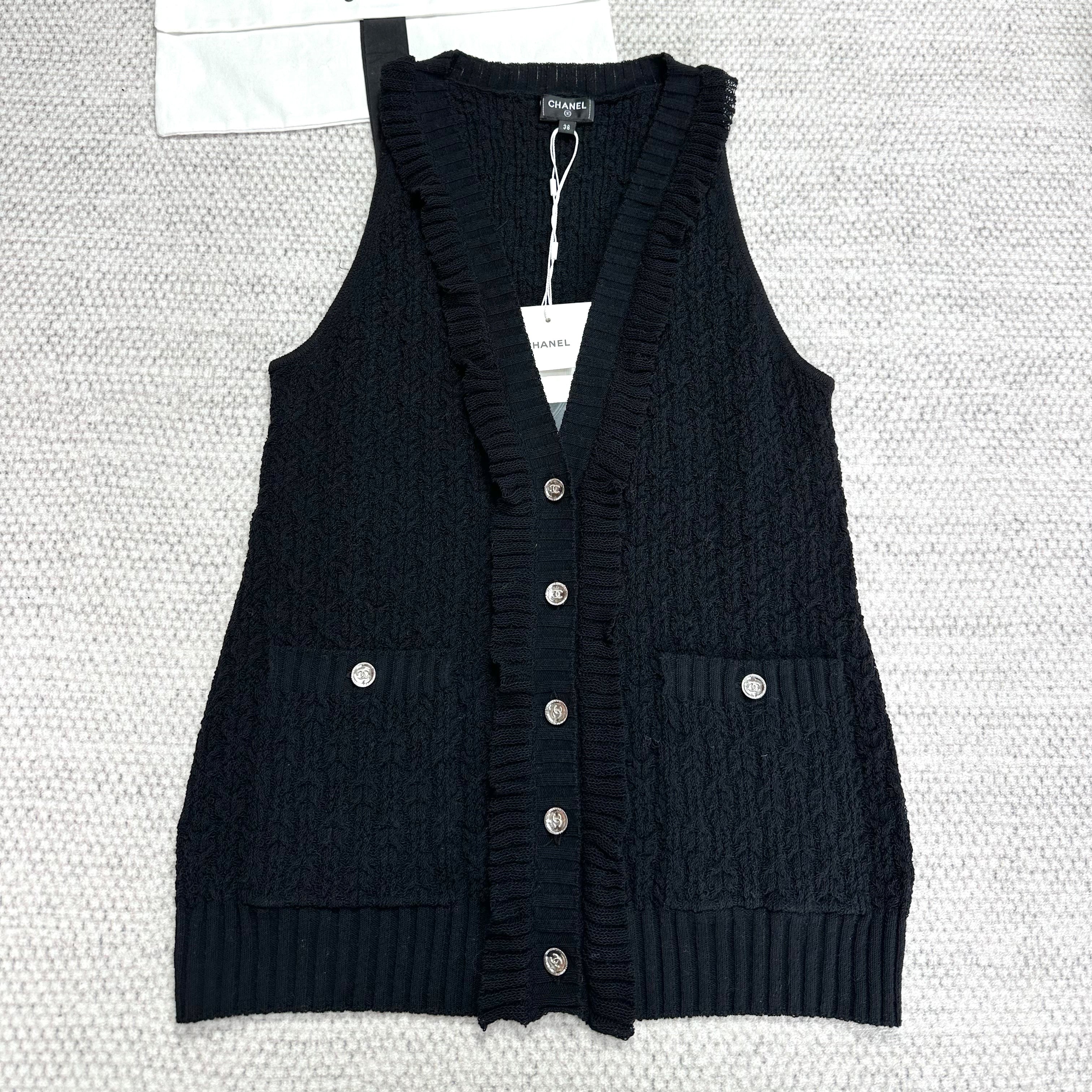 Women's Spring & Autumn Solid Color Lace Single Breasted Cotton Sleeveless Knitted Tank Top Vest Ngvp #1428