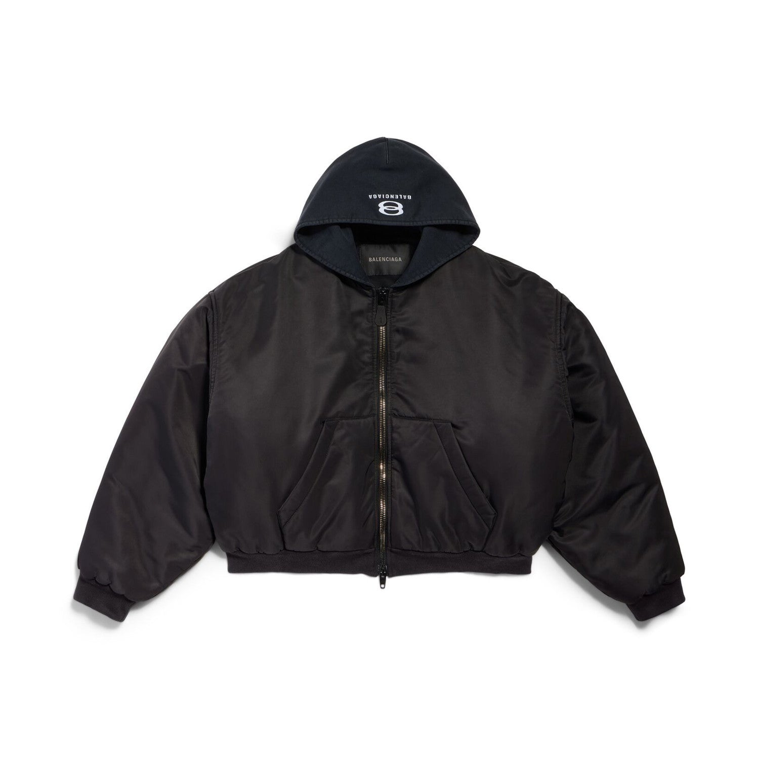 BOMBER Autumn and Winter New Style Logo Double-Ring Letter Embroidery Quilted Flight Jacket Hooded Outerwear #194271