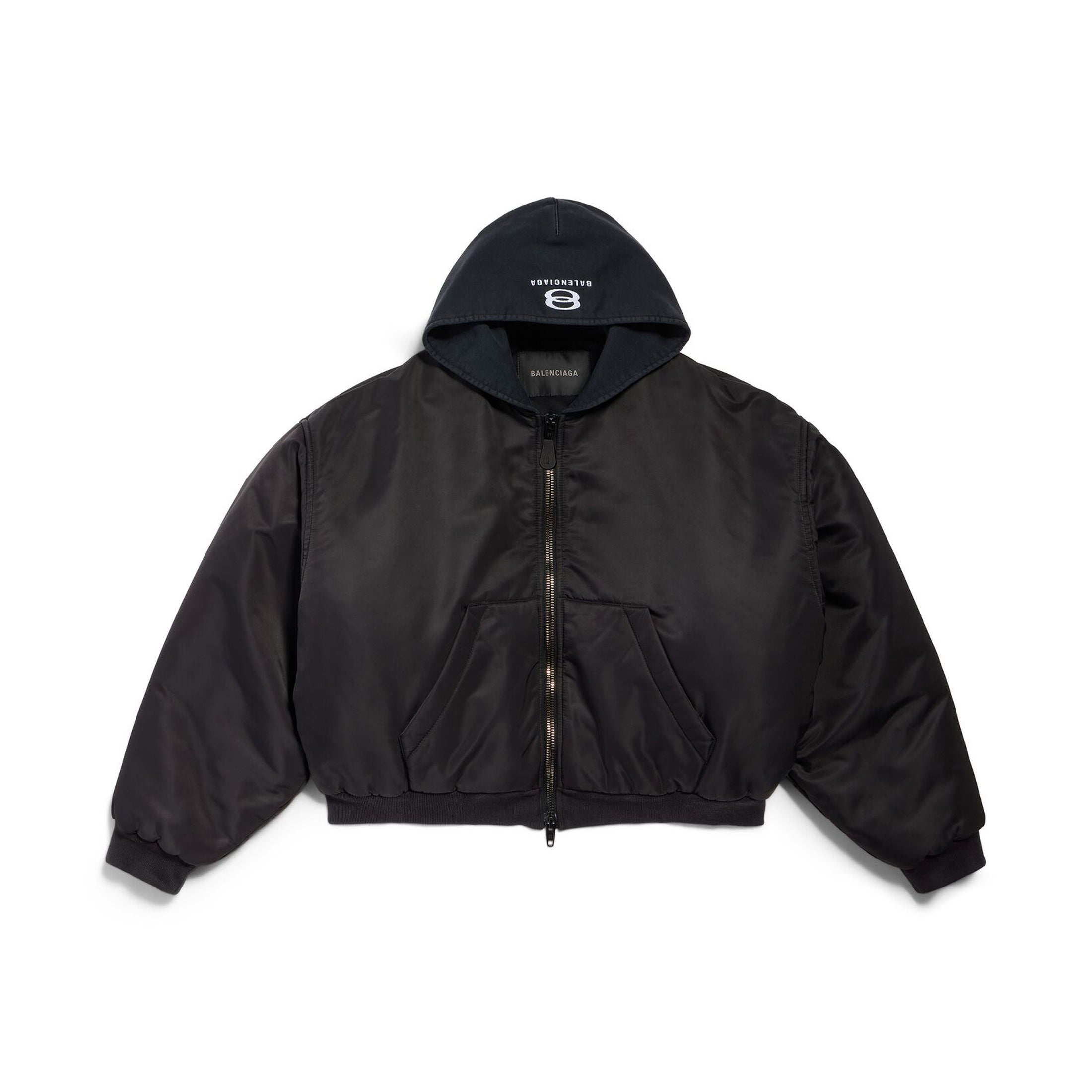 BOMBER Autumn and Winter New Style Logo Double-Ring Letter Embroidery Quilted Flight Jacket Hooded Outerwear #194271