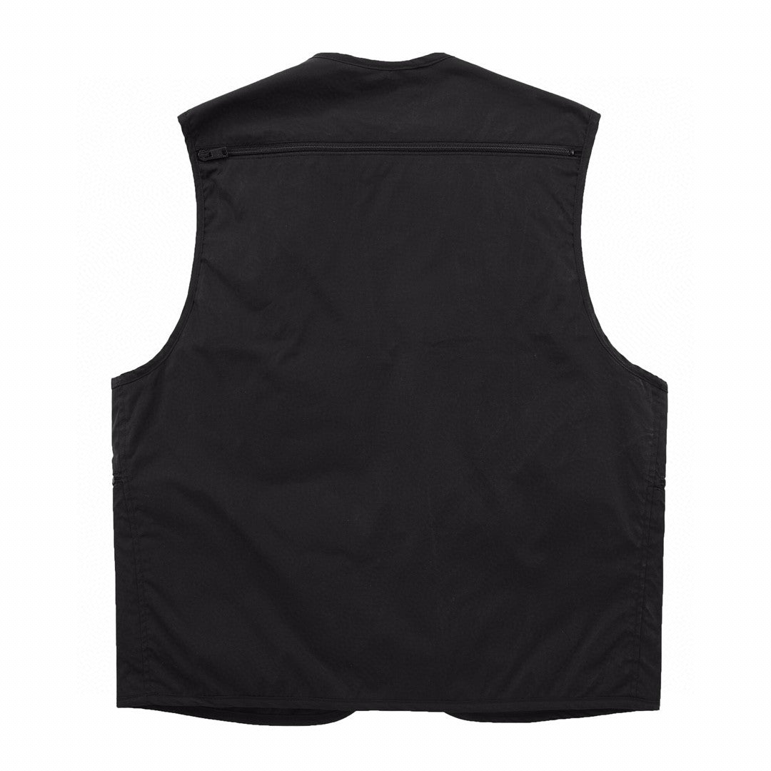 Men's Summer Black Logo Patch Pocket V-Neck Zipper Casual Vest Jacket #98664