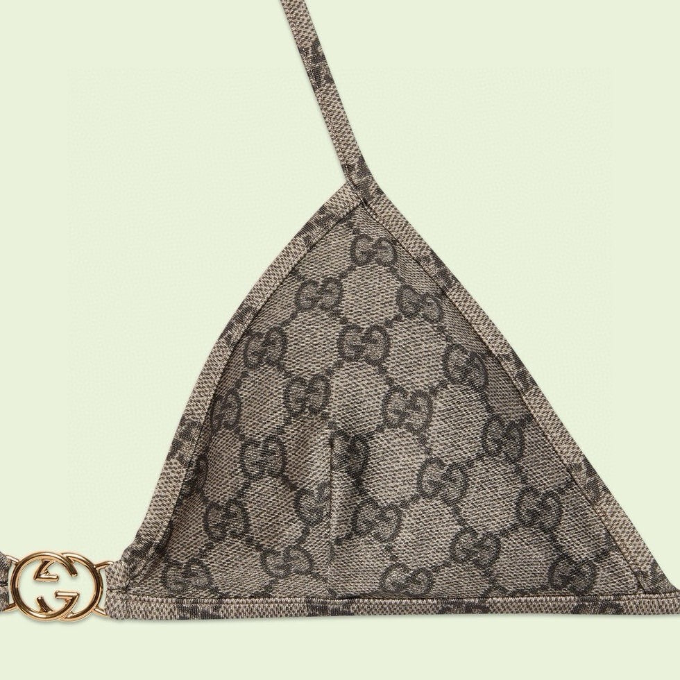 Women's Summer Logo Print Solid Color Stretch Knit Bikini Swimsuit Set Suit #72466