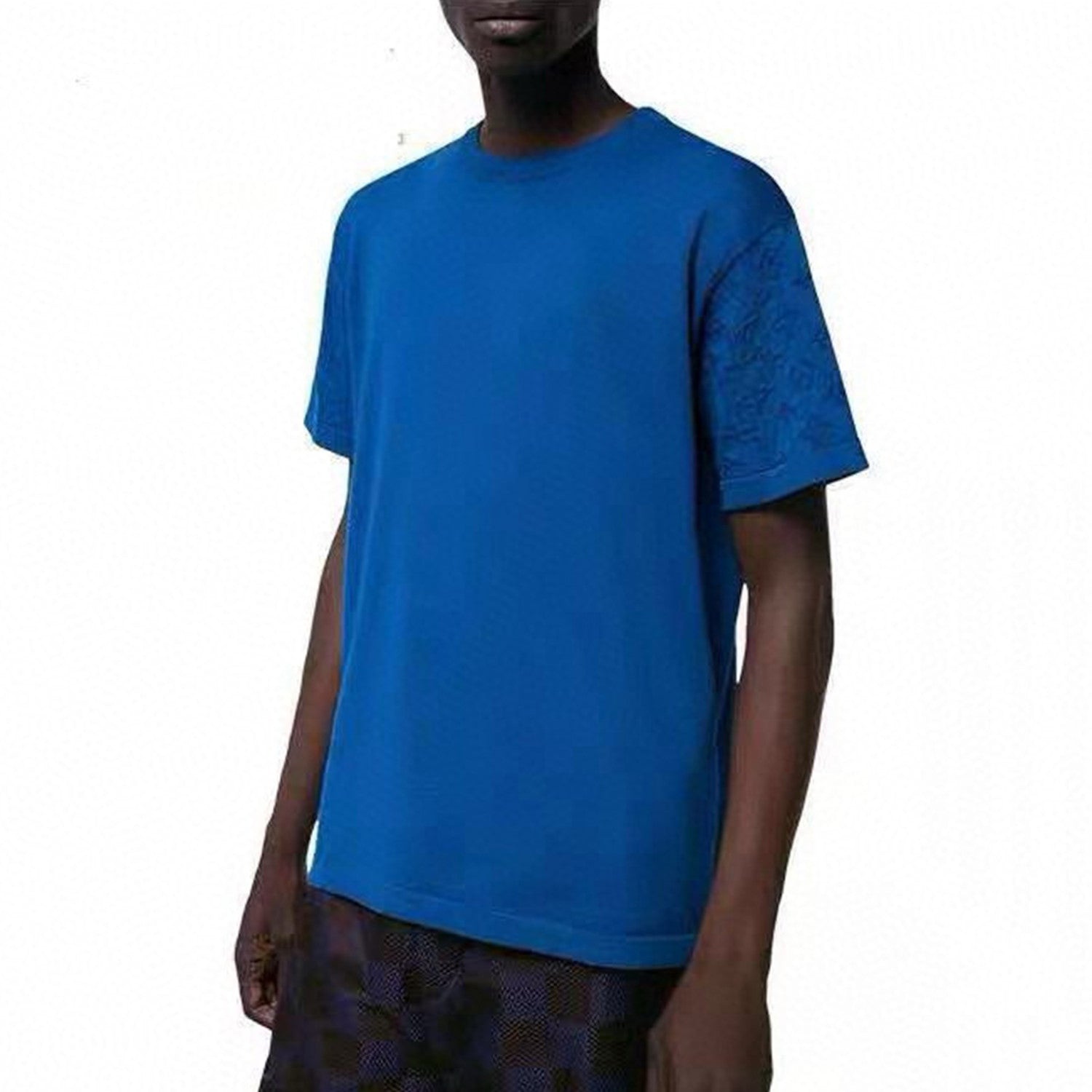 Men's Spring And Summer Jacquard Knit Round Neck Short Sleeve Solid Color Senior Casual Loose Cotton T-shirt #98721