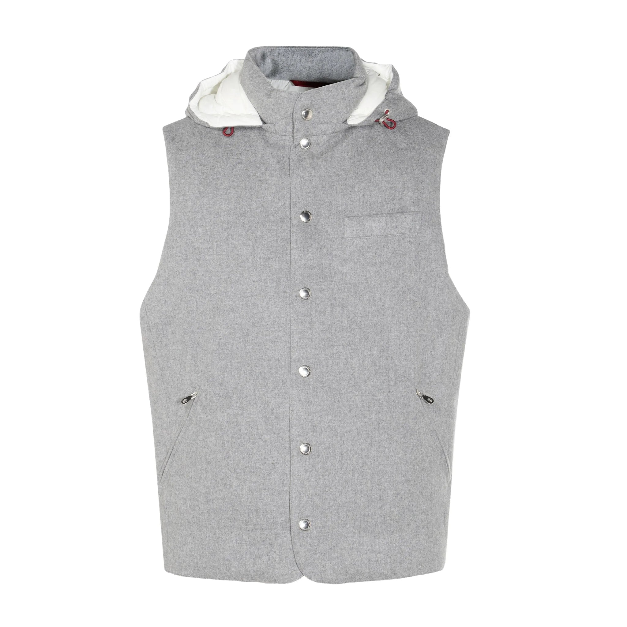 BC Men's Spring/Autumn Detachable Hooded Solid Color Single-Breasted Bonded Wool Flannel Down Vest Ngvp #2293