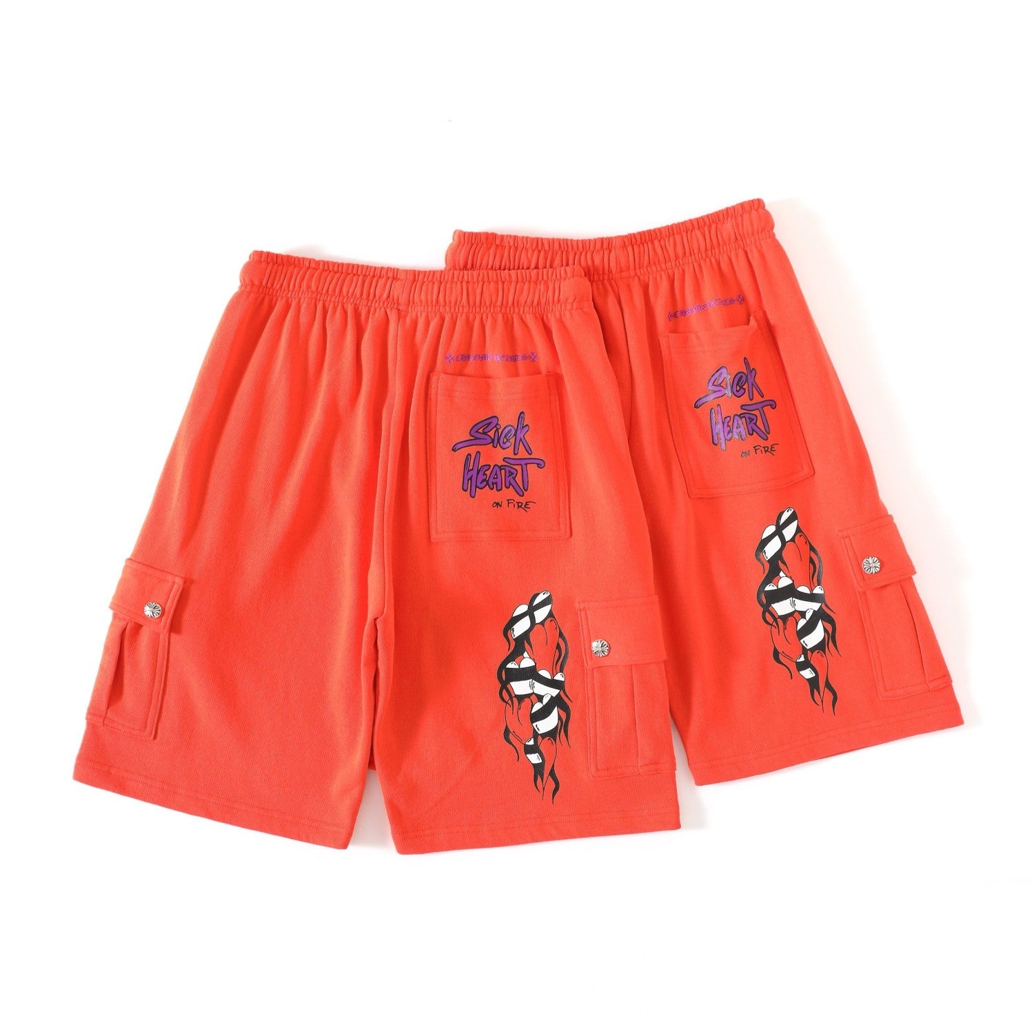 Men's and Women's Red Monogram Printed Mid Waist Tie Straight Casual Shorts Pants #99196