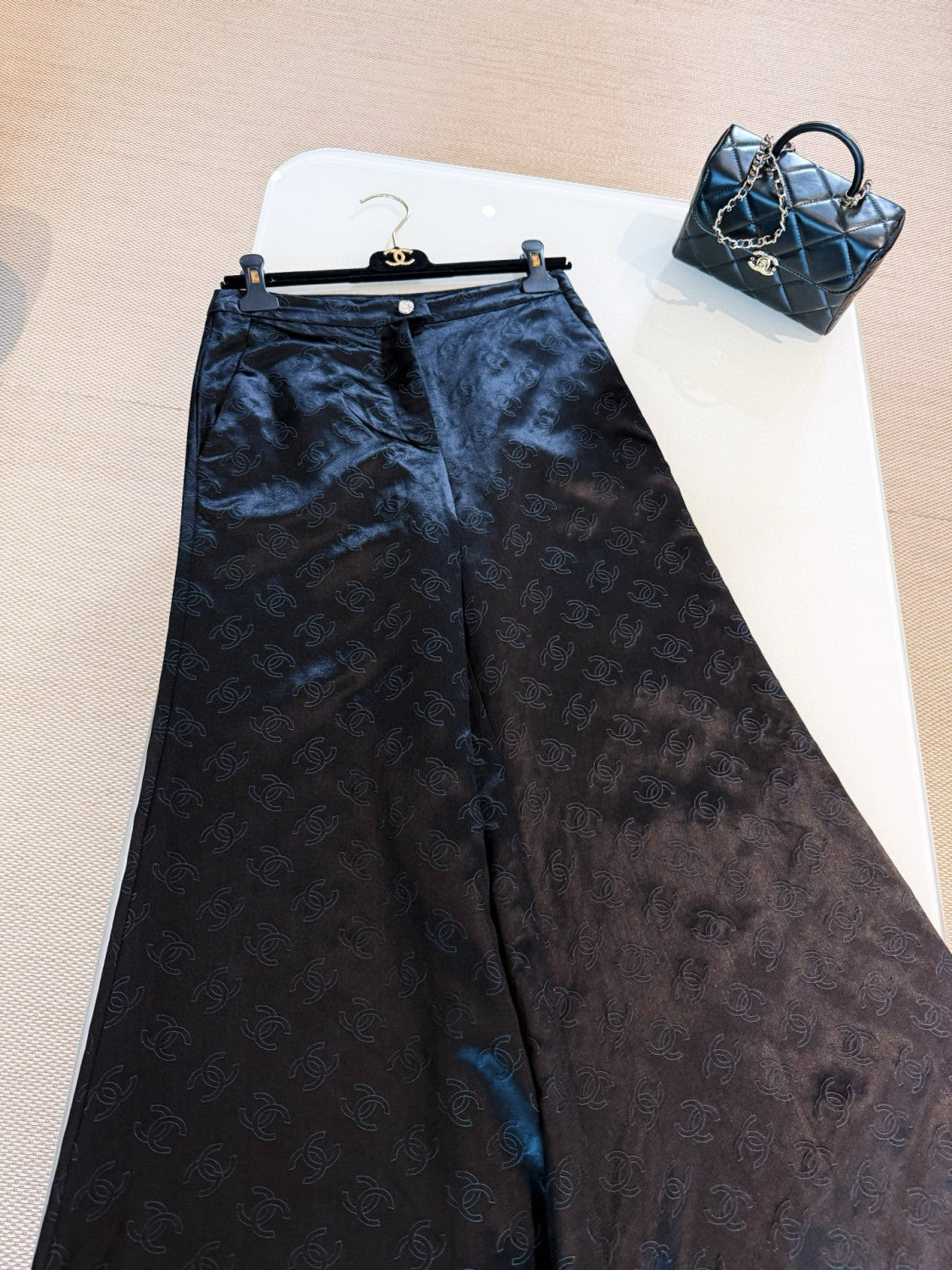 M¨¦tiers d'art Women's Spring/Autumn Fashion Classic Dark Pattern Jacquard Wide Leg Silk Casual Pants #78288