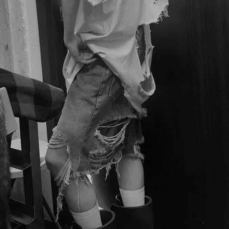 Men's Women's Summer Solid Color Destruction Doing Old Loose Casual Shorts Ngvp #8282